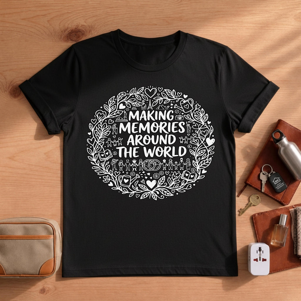 Making Memories Around The World T-Shirt, Travel Graphic Tee, Adventure Shirt, Explore Globe, Wanderlust Gift, Unisex Vacation Journey, Comf
