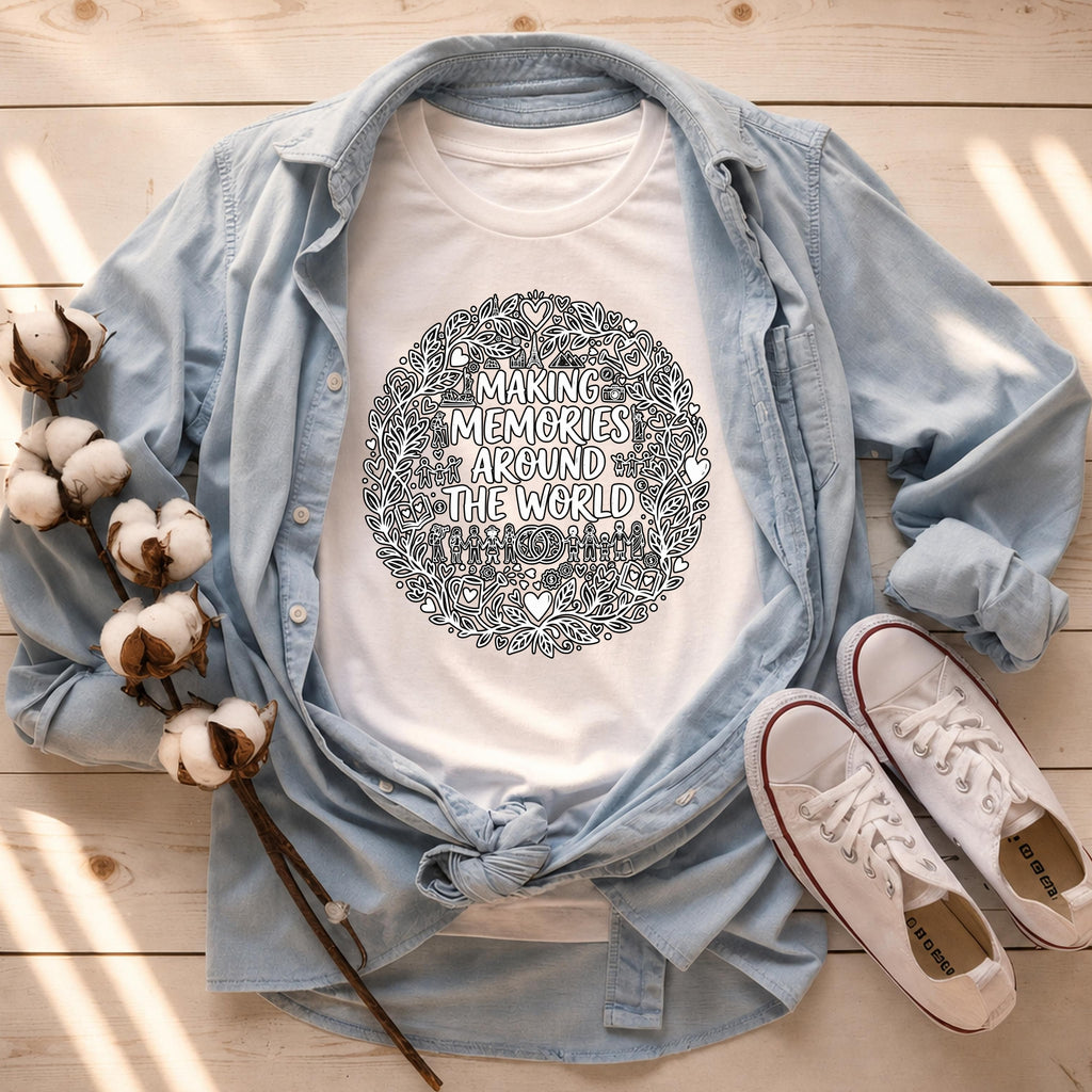 Making Memories Around The World T-Shirt, Travel Graphic Tee, Adventure Shirt, Explore Globe, Wanderlust Gift, Unisex Vacation Journey, Comf