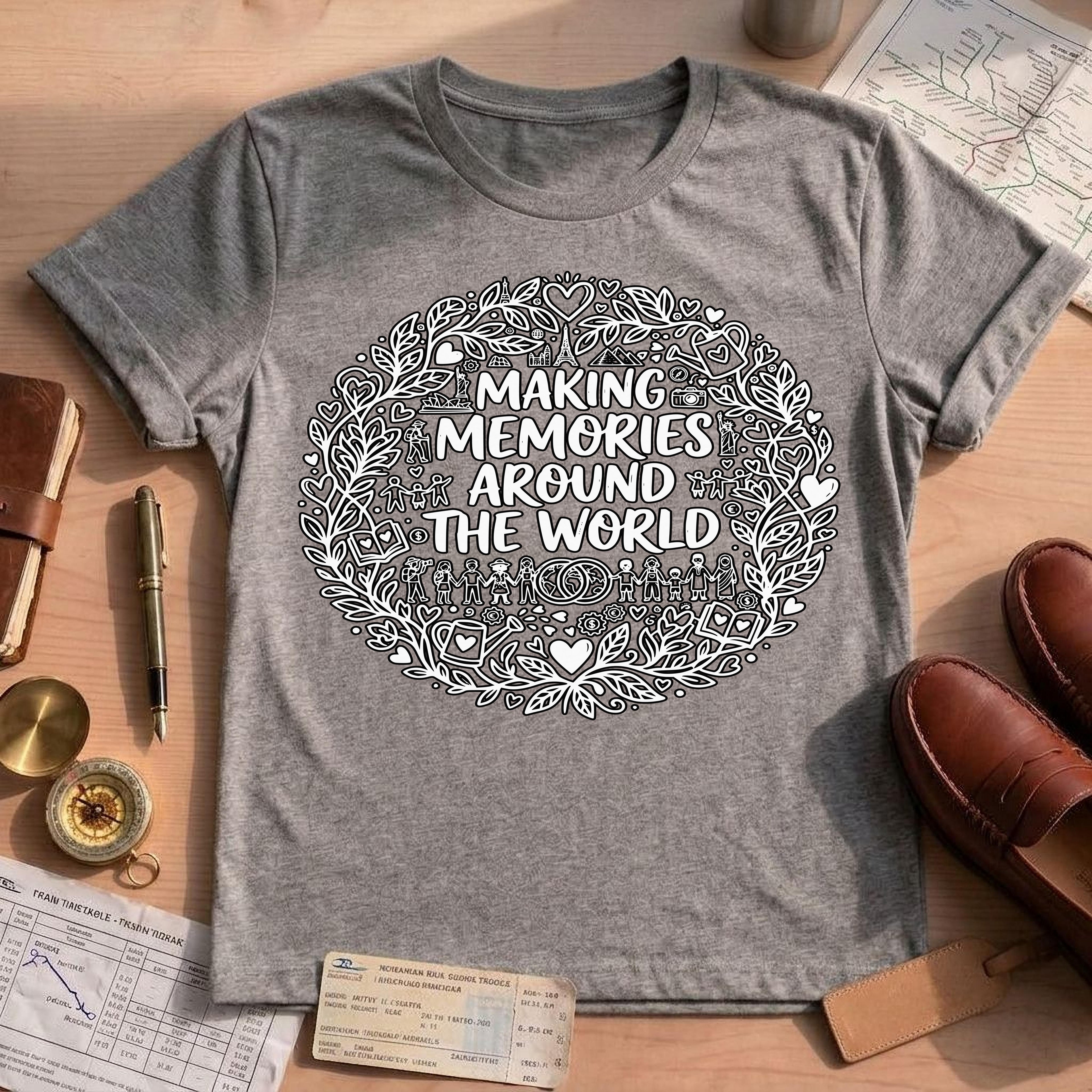 Making Memories Around The World T-Shirt, Travel Graphic Tee, Adventure Shirt, Explore Globe, Wanderlust Gift, Unisex Vacation Journey, Comf