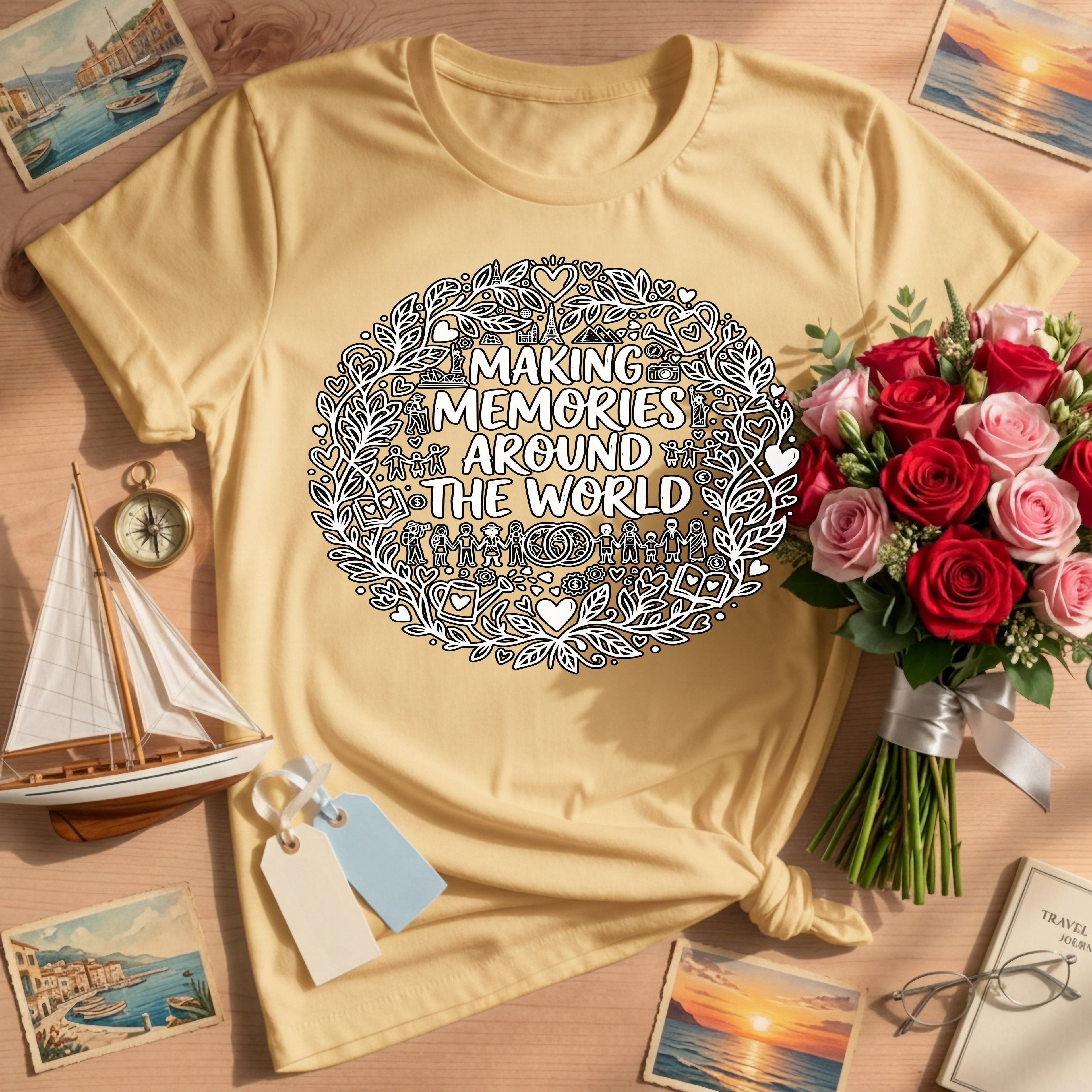 Making Memories Around The World T-Shirt, Travel Graphic Tee, Adventure Shirt, Explore Globe, Wanderlust Gift, Unisex Vacation Journey, Comf