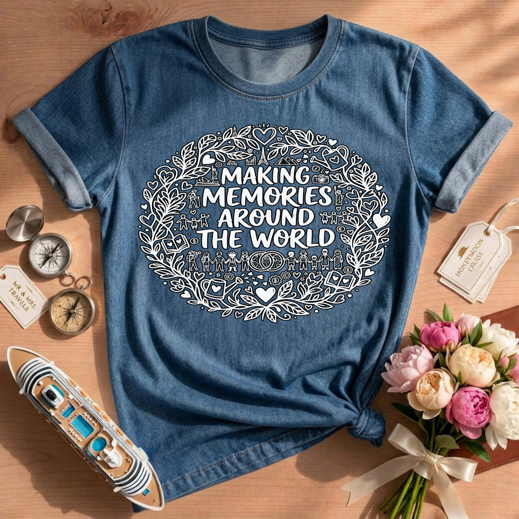 Making Memories Around The World T-Shirt, Travel Graphic Tee, Adventure Shirt, Explore Globe, Wanderlust Gift, Unisex Vacation Journey, Comf