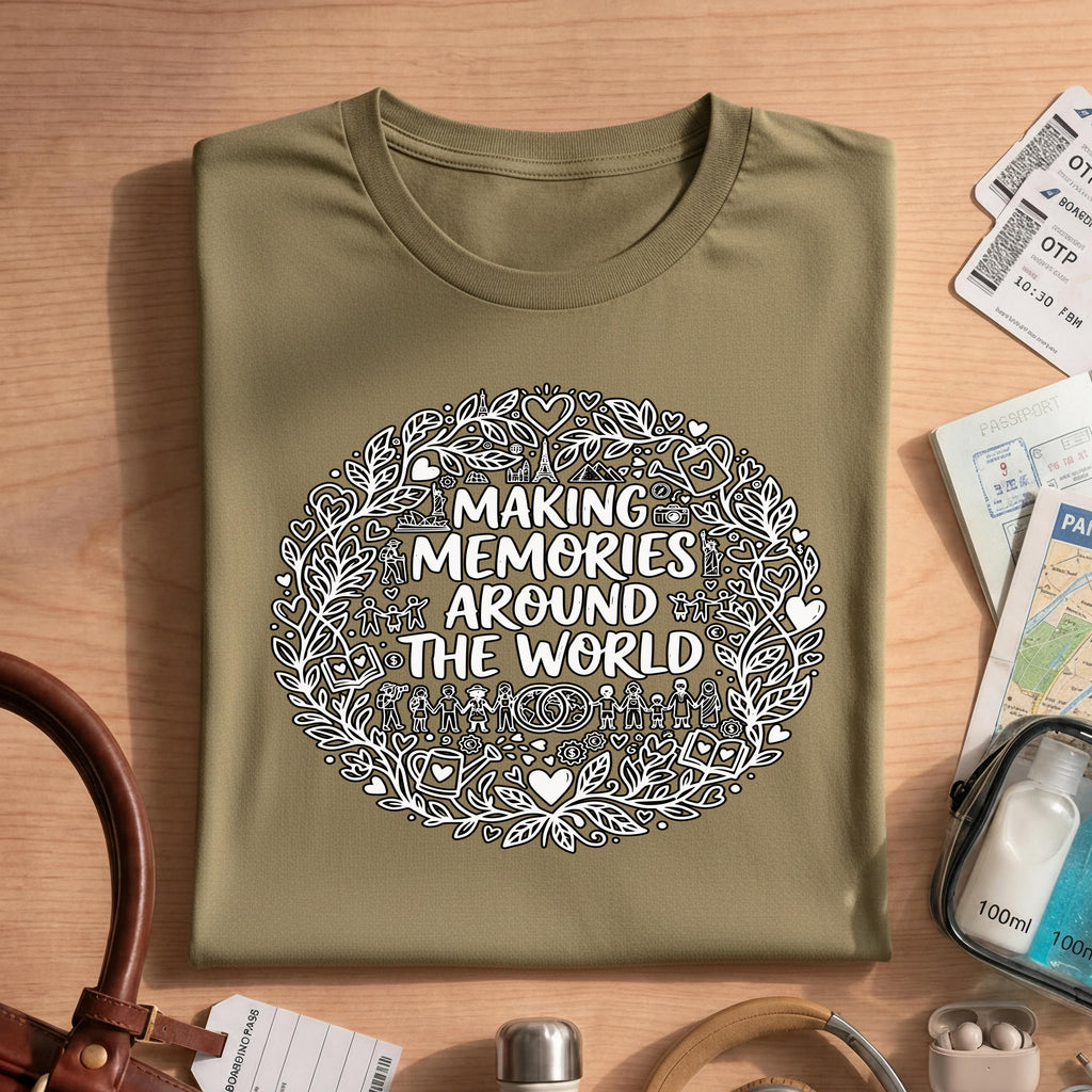 Making Memories Around The World T-Shirt, Travel Graphic Tee, Adventure Shirt, Explore Globe, Wanderlust Gift, Unisex Vacation Journey, Comf