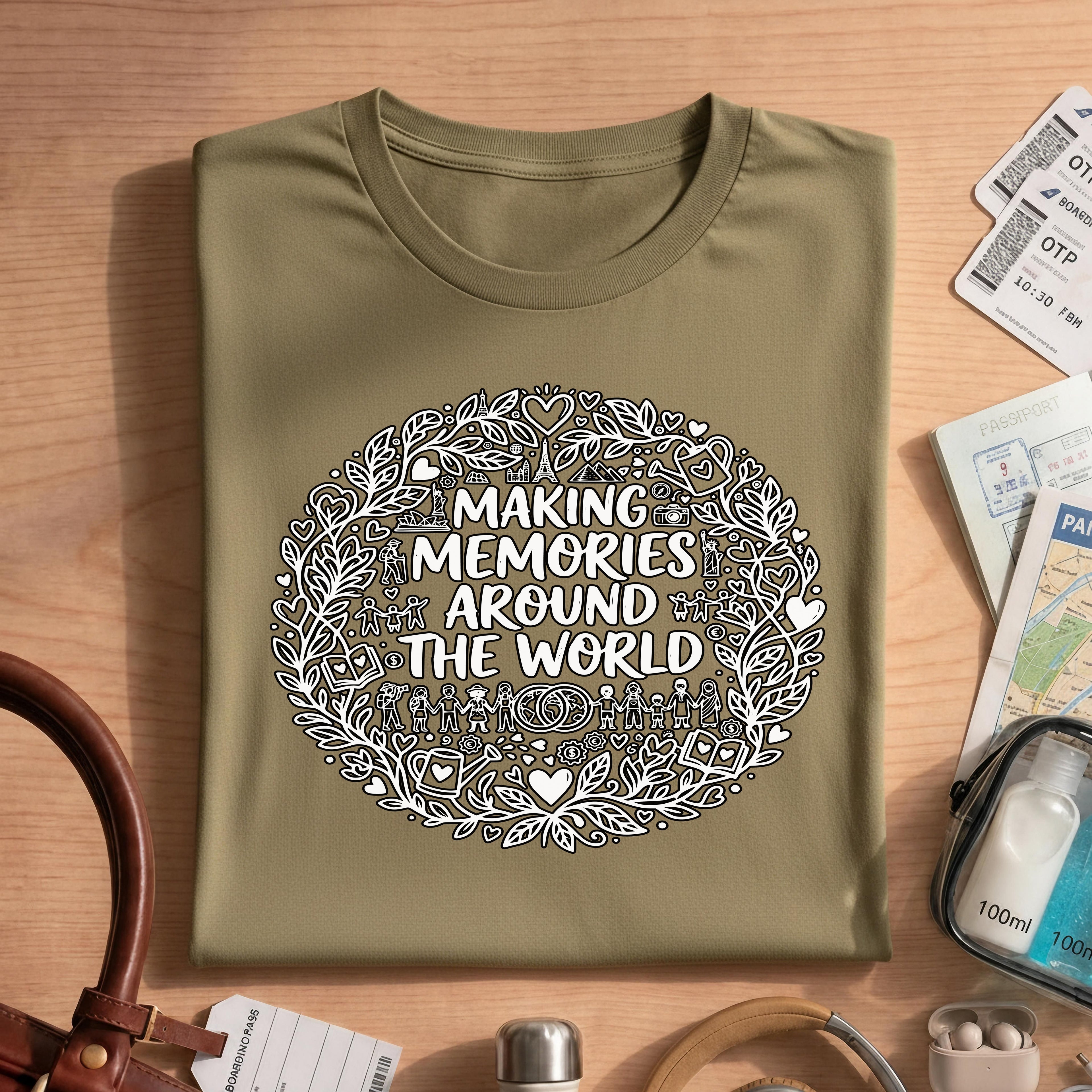 Making Memories Around The World T-Shirt, Travel Graphic Tee, Adventure Shirt, Explore Globe, Wanderlust Gift, Unisex Vacation Journey, Comf