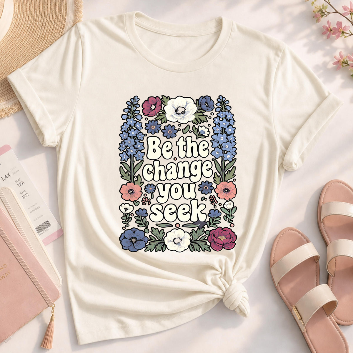 Be The Change You Seek Floral Inspirational Quote