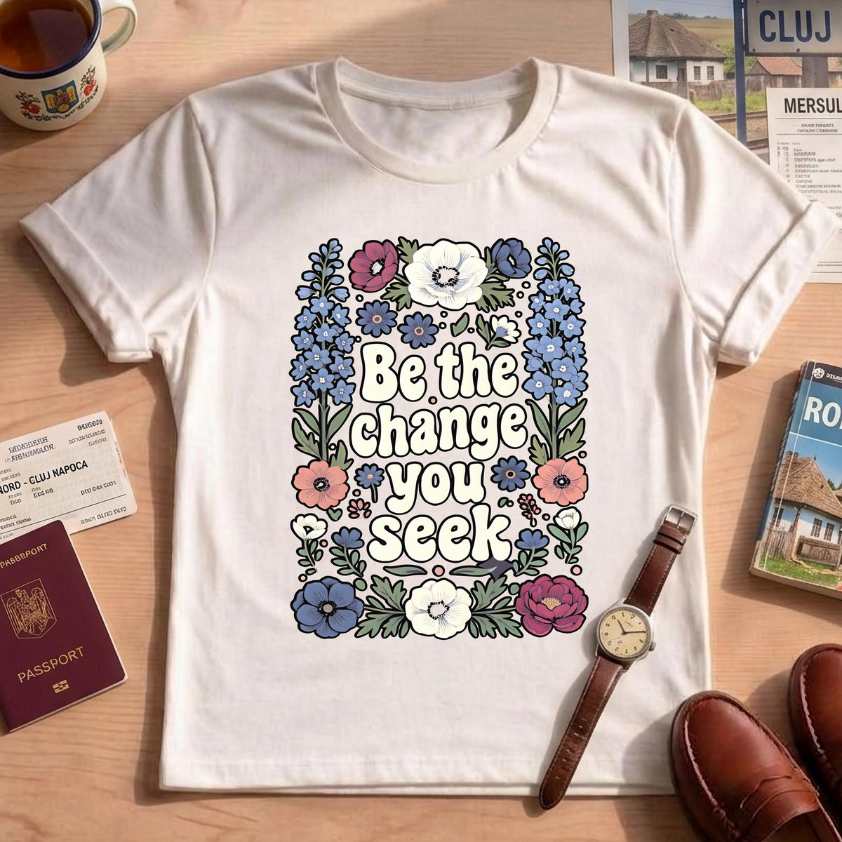 Be The Change You Seek Floral Inspirational Quote