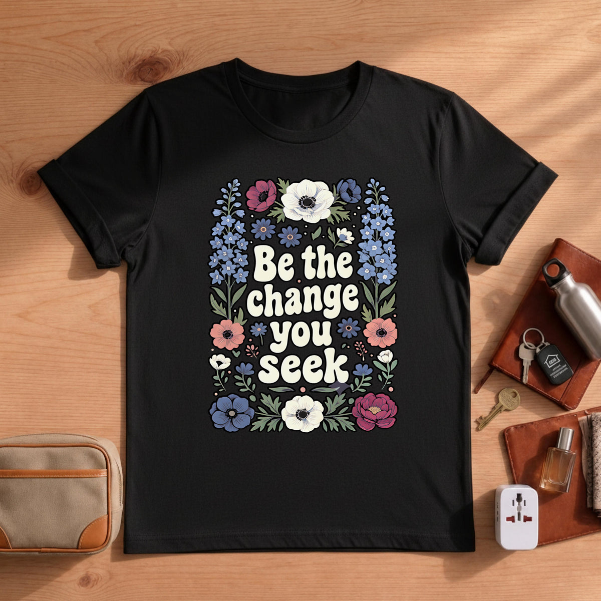 Be The Change You Seek Floral Inspirational Quote