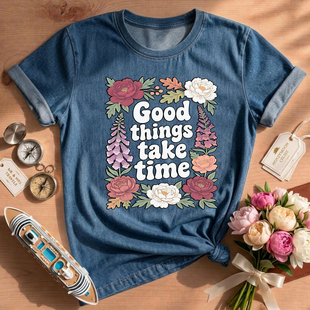 Good Things Take Time Inspirational Floral