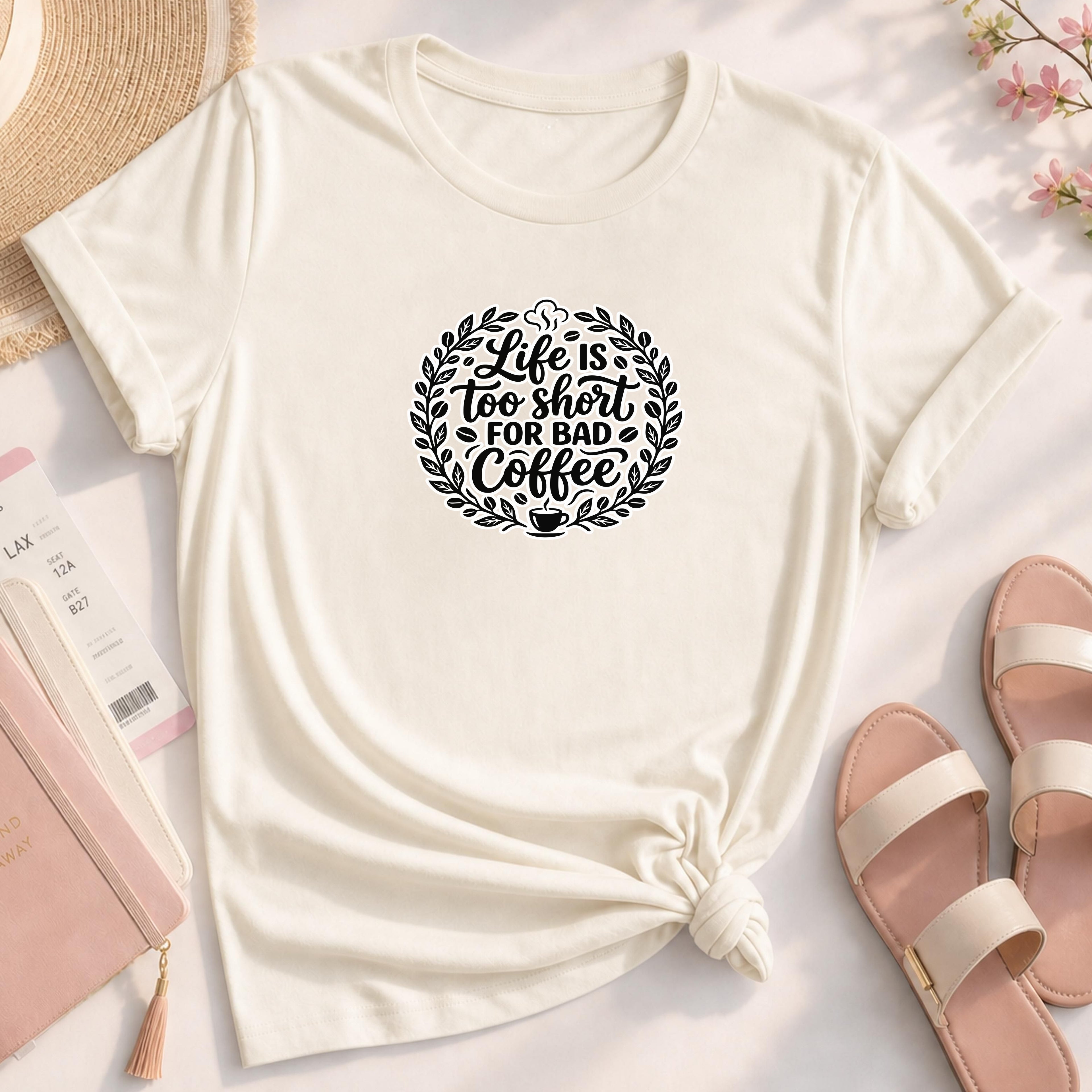 Life Is Too Short For Bad Coffee Shirt, Funny Coffee Lover Graphic Tee, Barista Gift, Caffeine Unisex Shirt, Coffee Lover Gift For Her