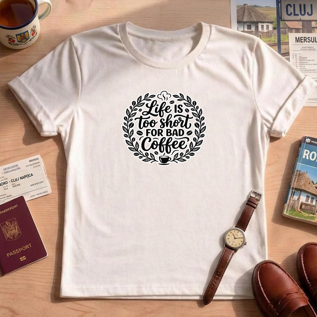 Life Is Too Short For Bad Coffee Shirt, Funny Coffee Lover Graphic Tee, Barista Gift, Caffeine Unisex Shirt, Coffee Lover Gift For Her