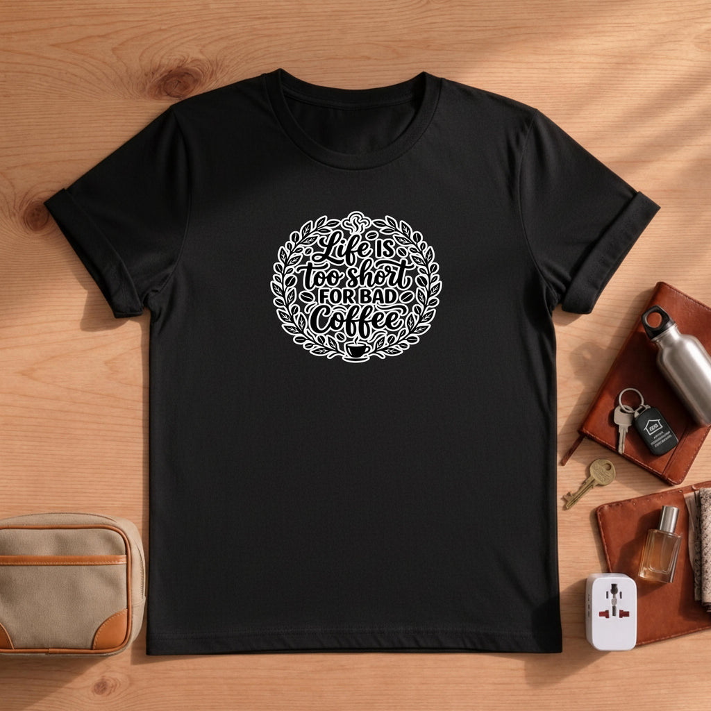 Life Is Too Short For Bad Coffee Shirt, Funny Coffee Lover Graphic Tee, Barista Gift, Caffeine Unisex Shirt, Coffee Lover Gift For Her