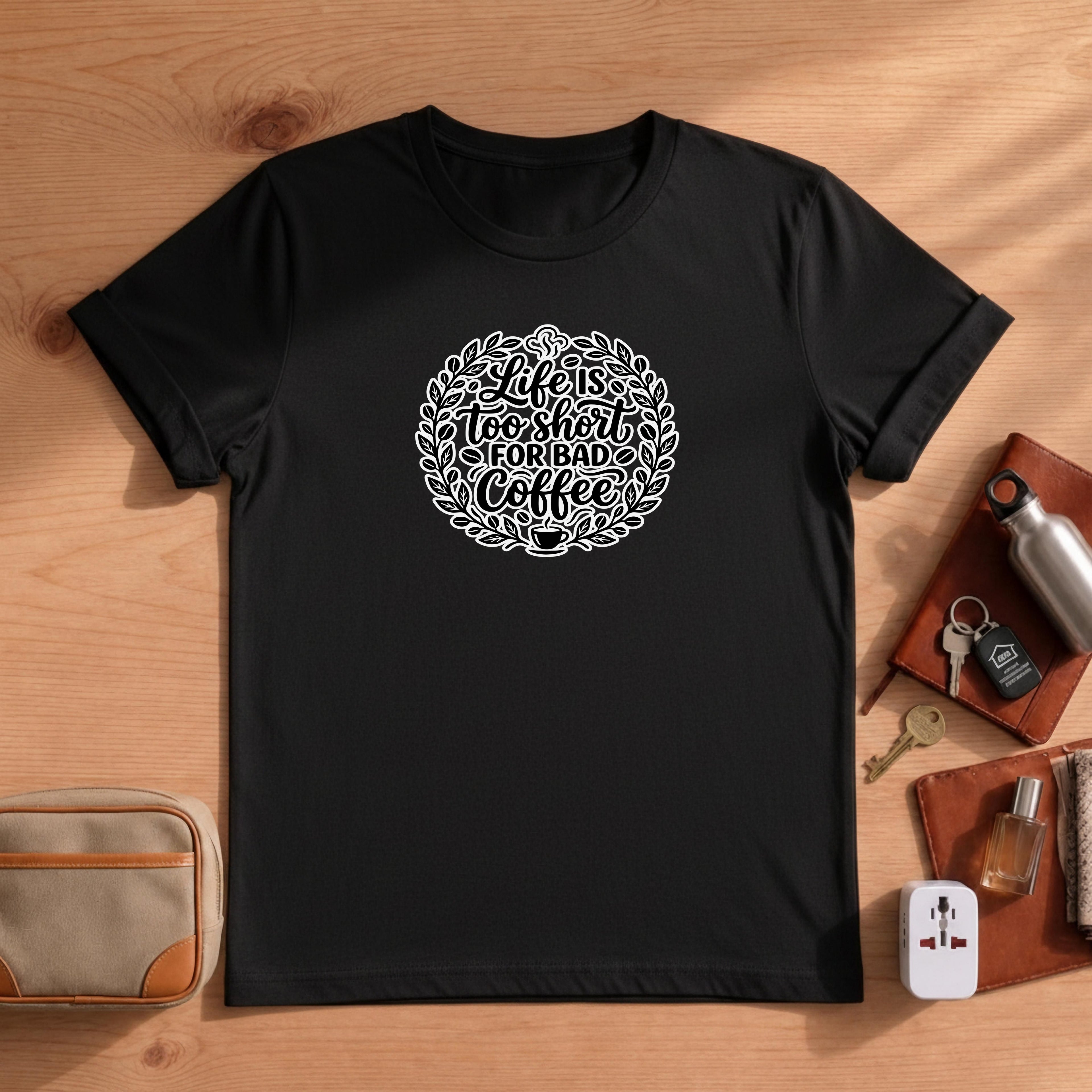 Life Is Too Short For Bad Coffee Shirt, Funny Coffee Lover Graphic Tee, Barista Gift, Caffeine Unisex Shirt, Coffee Lover Gift For Her
