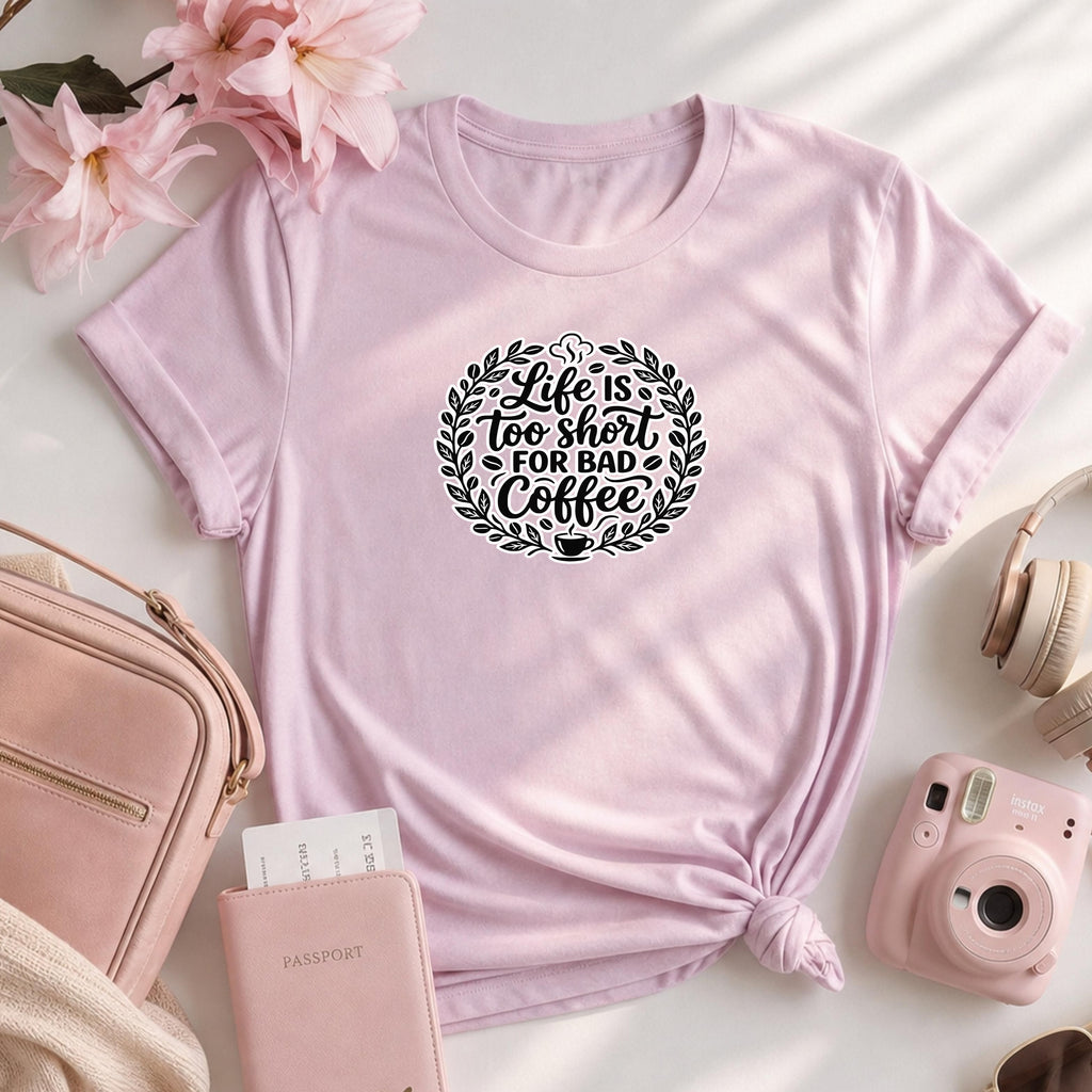 Life Is Too Short For Bad Coffee Shirt, Funny Coffee Lover Graphic Tee, Barista Gift, Caffeine Unisex Shirt, Coffee Lover Gift For Her