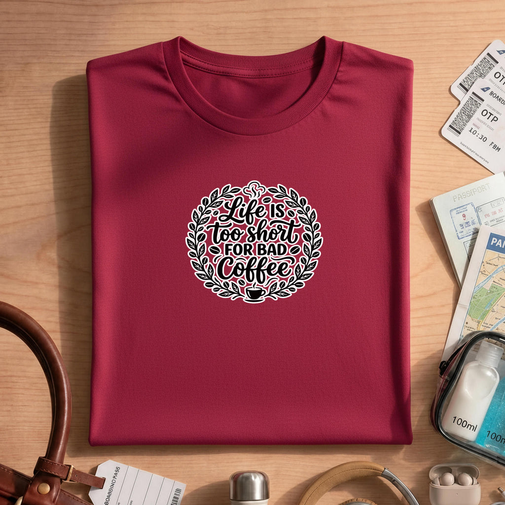 Life Is Too Short For Bad Coffee Shirt, Funny Coffee Lover Graphic Tee, Barista Gift, Caffeine Unisex Shirt, Coffee Lover Gift For Her