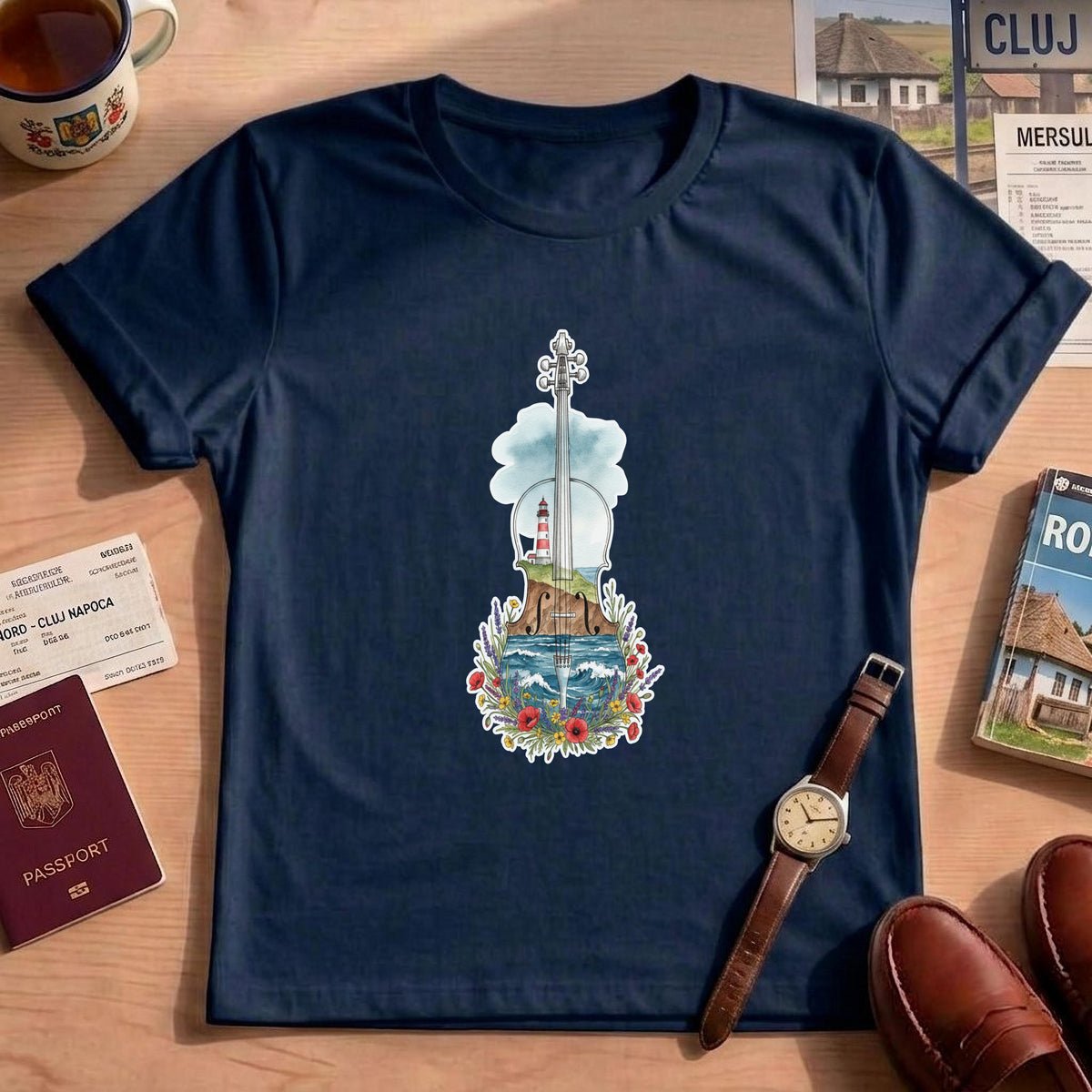 Coastal Nature Music Forest Violin Lighthouse Shirt