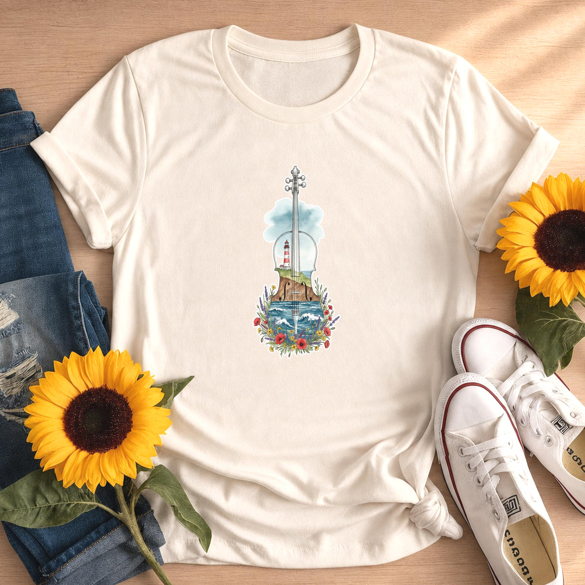 Coastal Nature Music Forest Violin Lighthouse Shirt