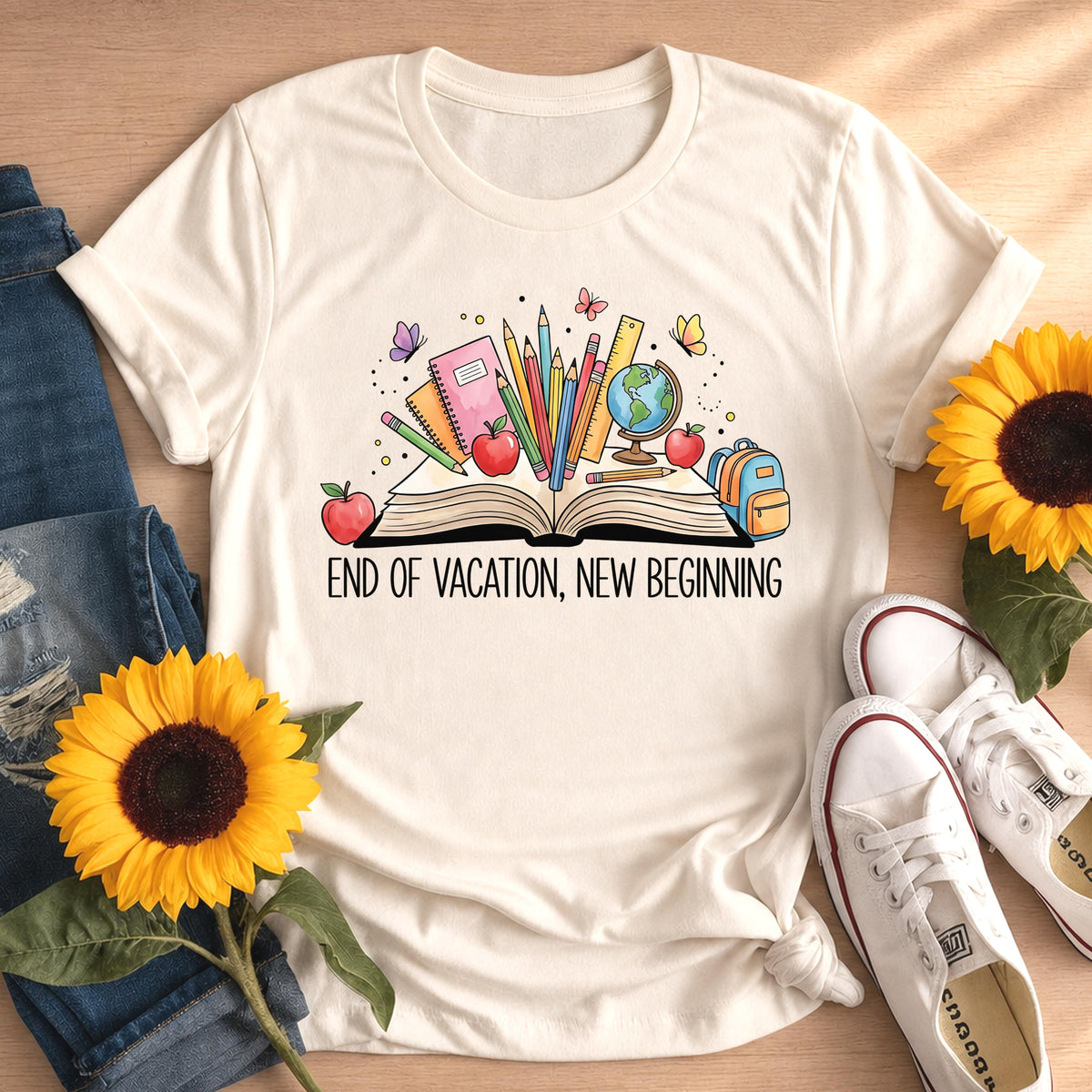 Back to School Teacher End of Vacation New Beginning T-Shirt