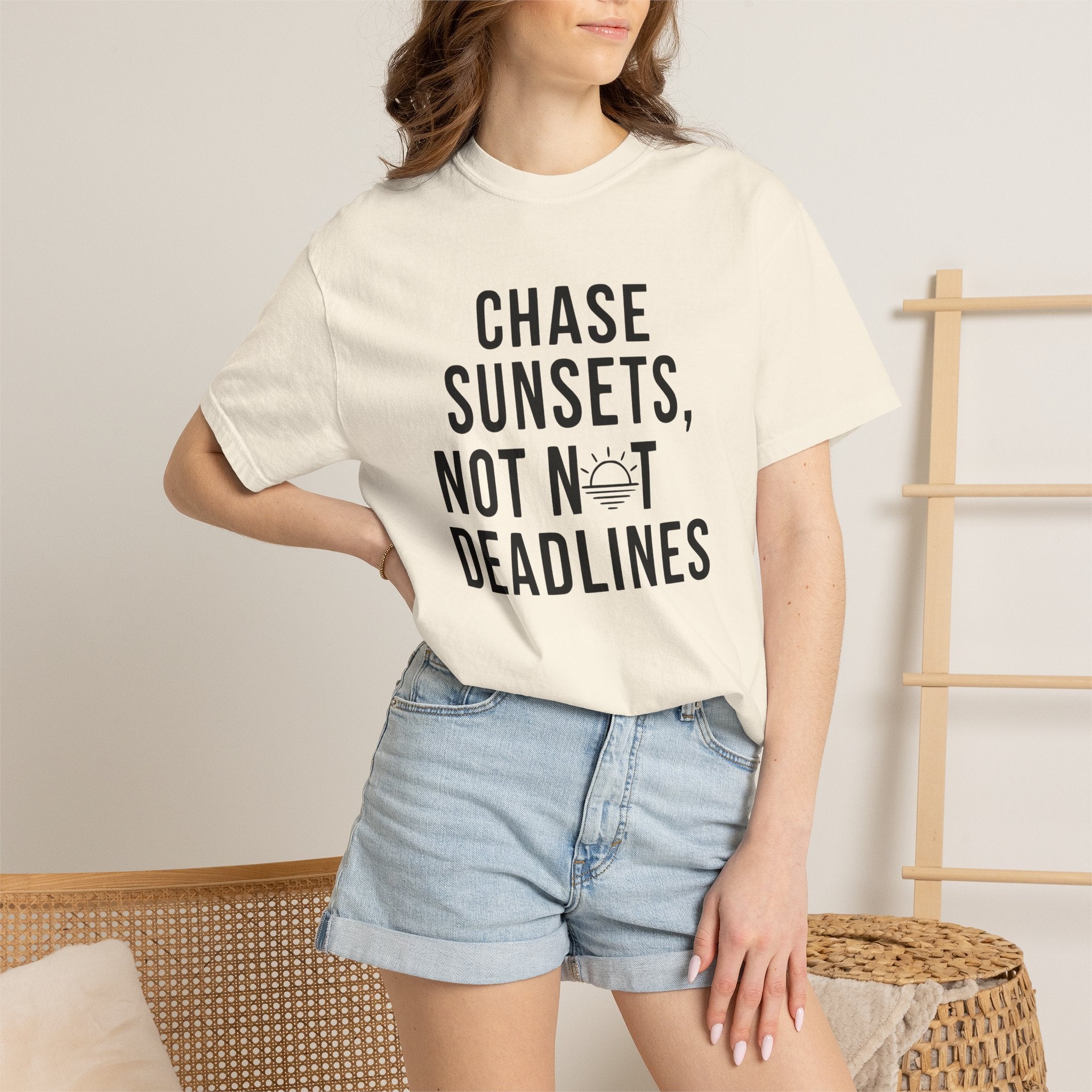 Chase sunsets, not not deadlines tee