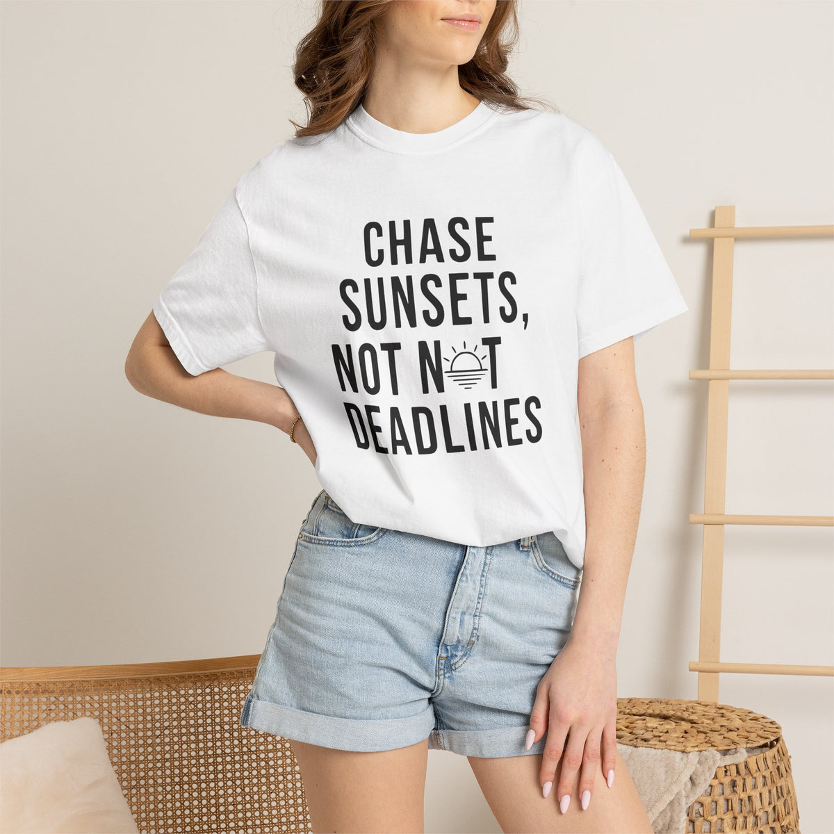 Chase sunsets, not not deadlines tee