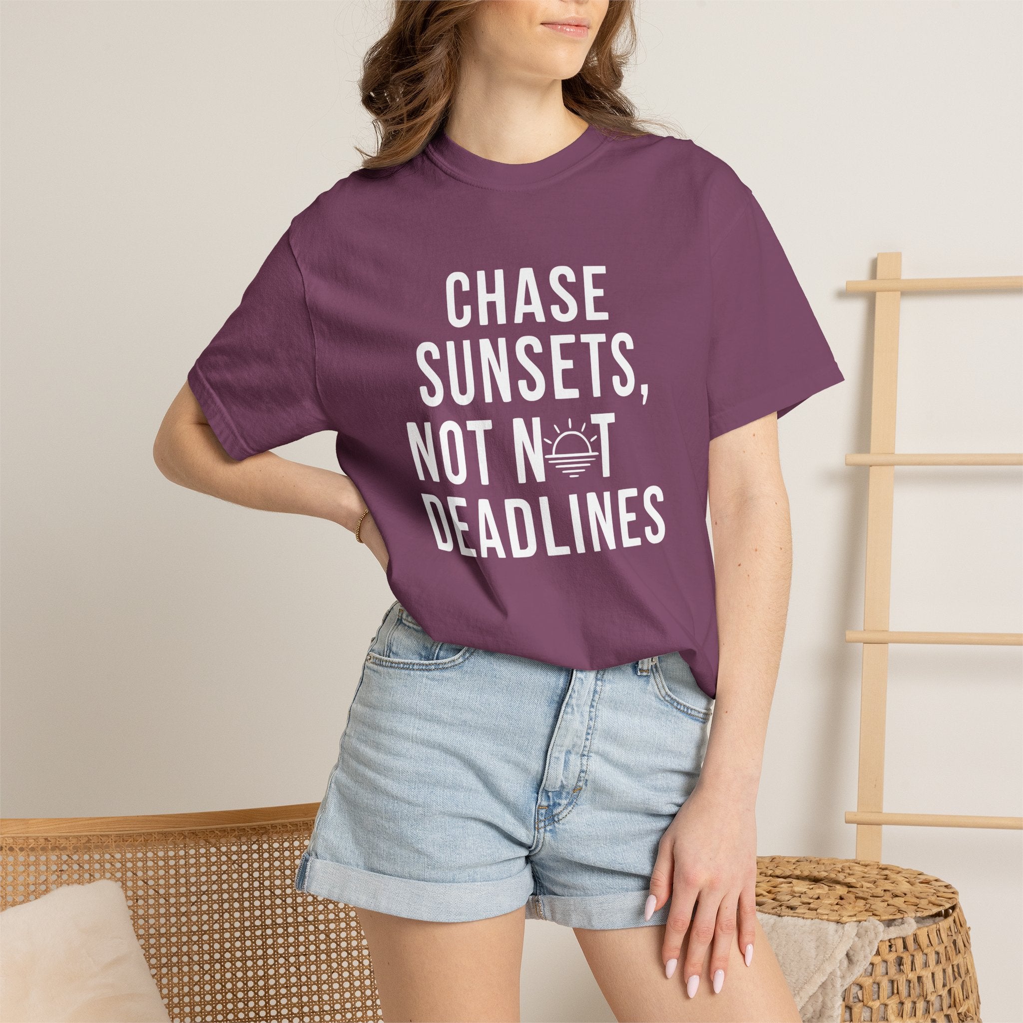 Chase sunsets, not not deadlines tee