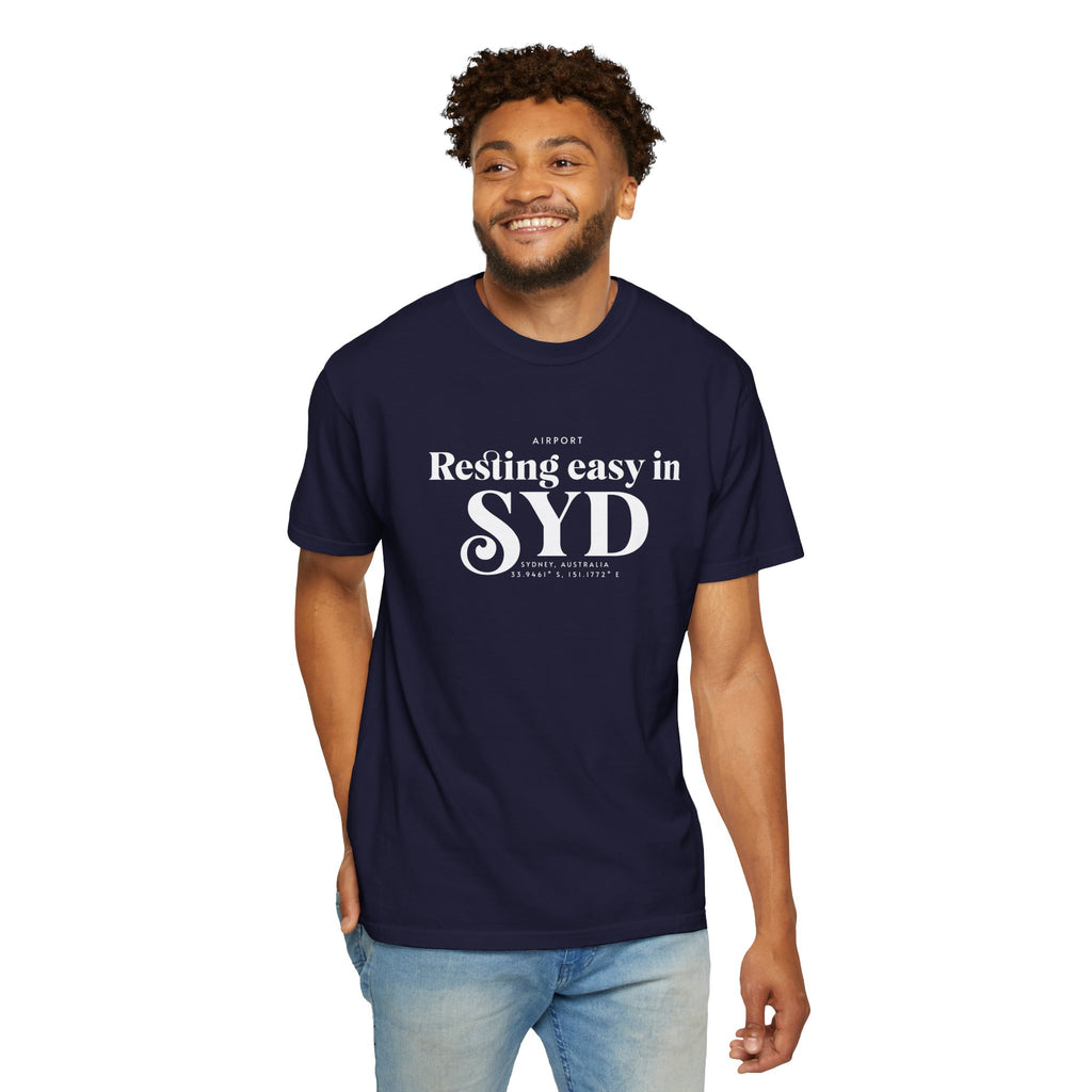 Resting easy in SYD airport, Sydney, Australia tee
