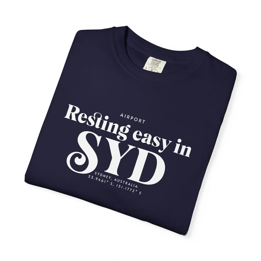 Resting easy in SYD airport, Sydney, Australia tee