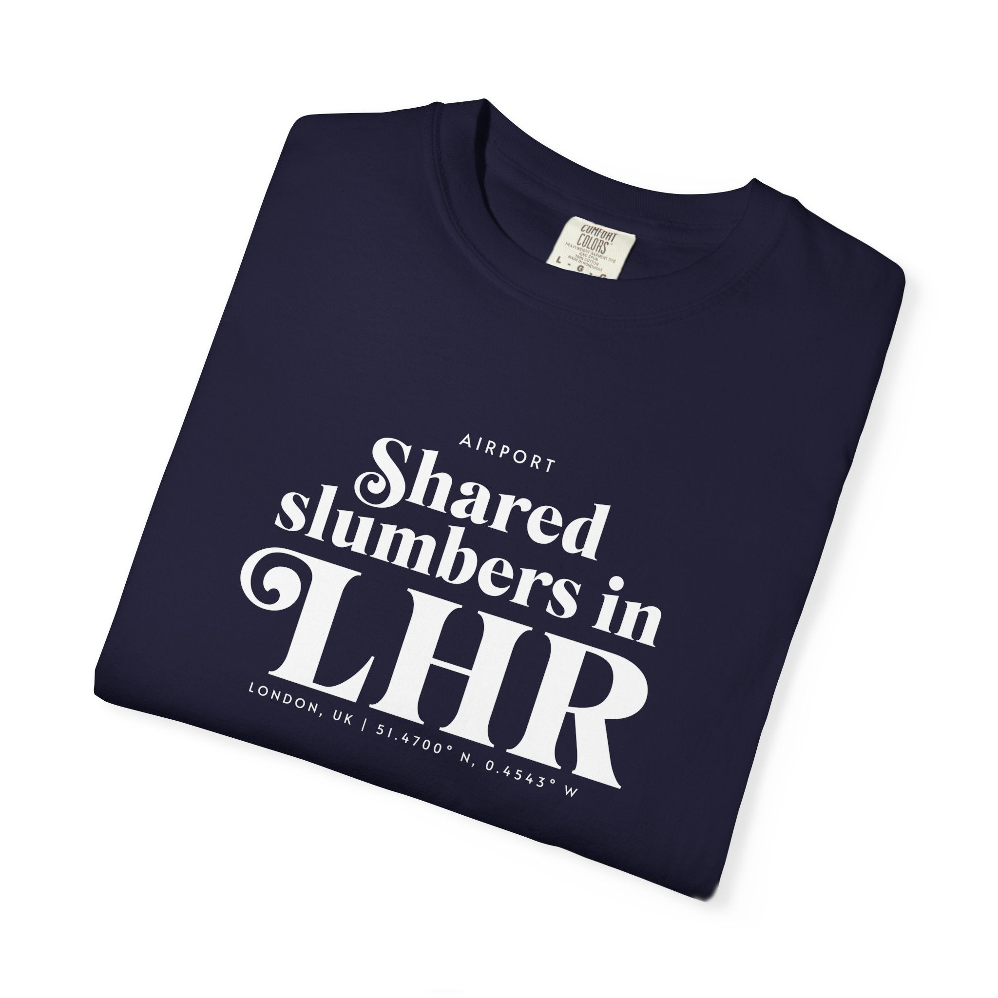 Shared slumbers in LHR airport, London, UK tee