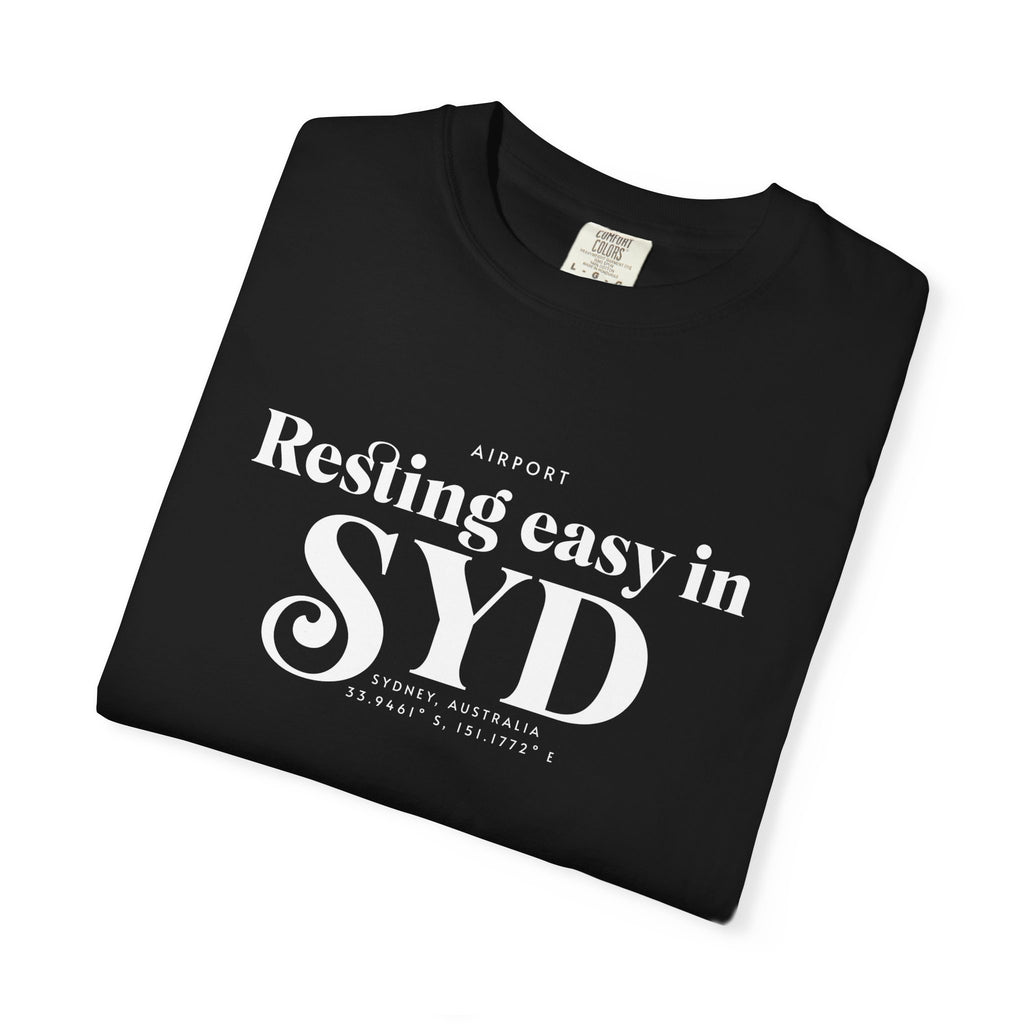 Resting easy in SYD airport, Sydney, Australia tee