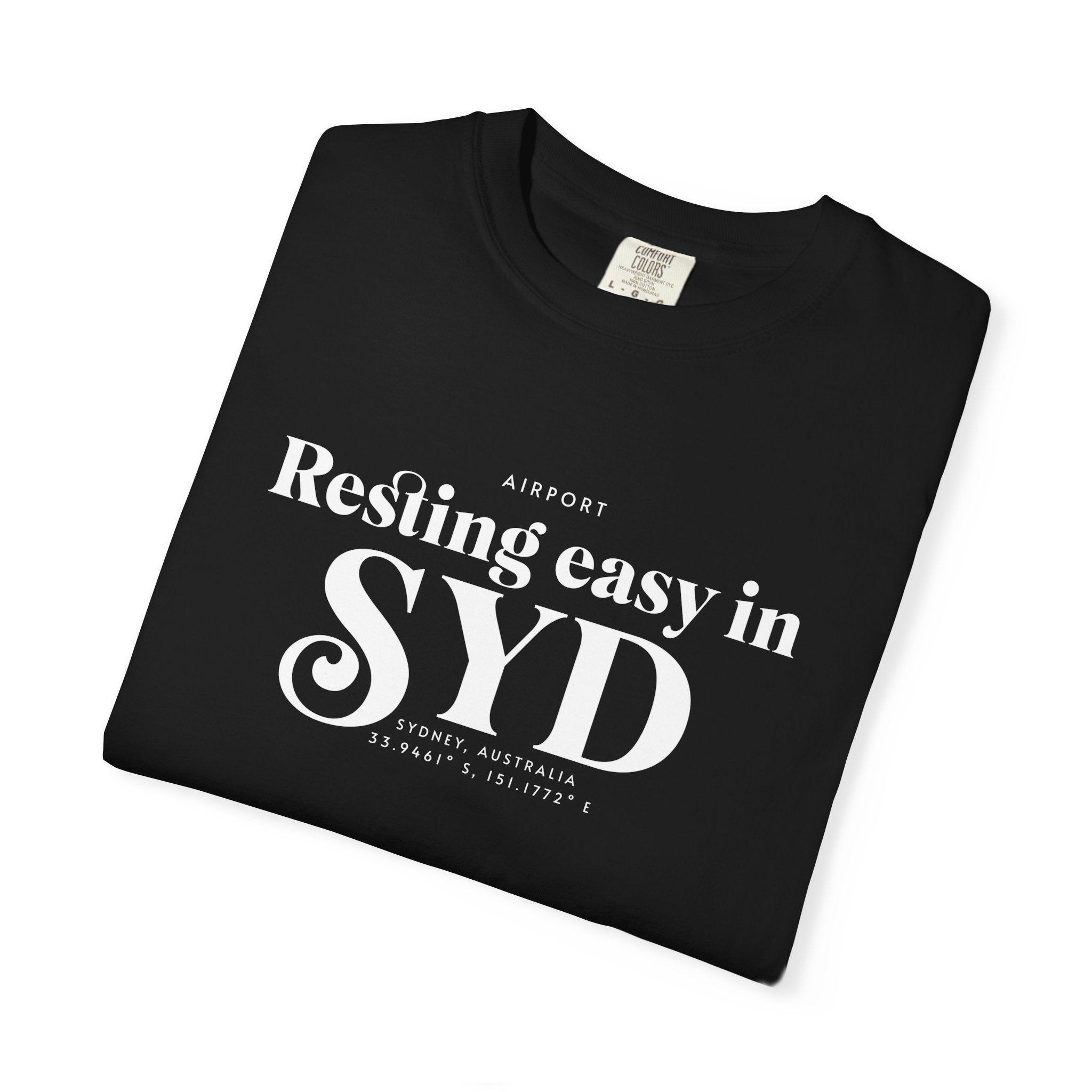 Resting easy in SYD airport, Sydney, Australia tee