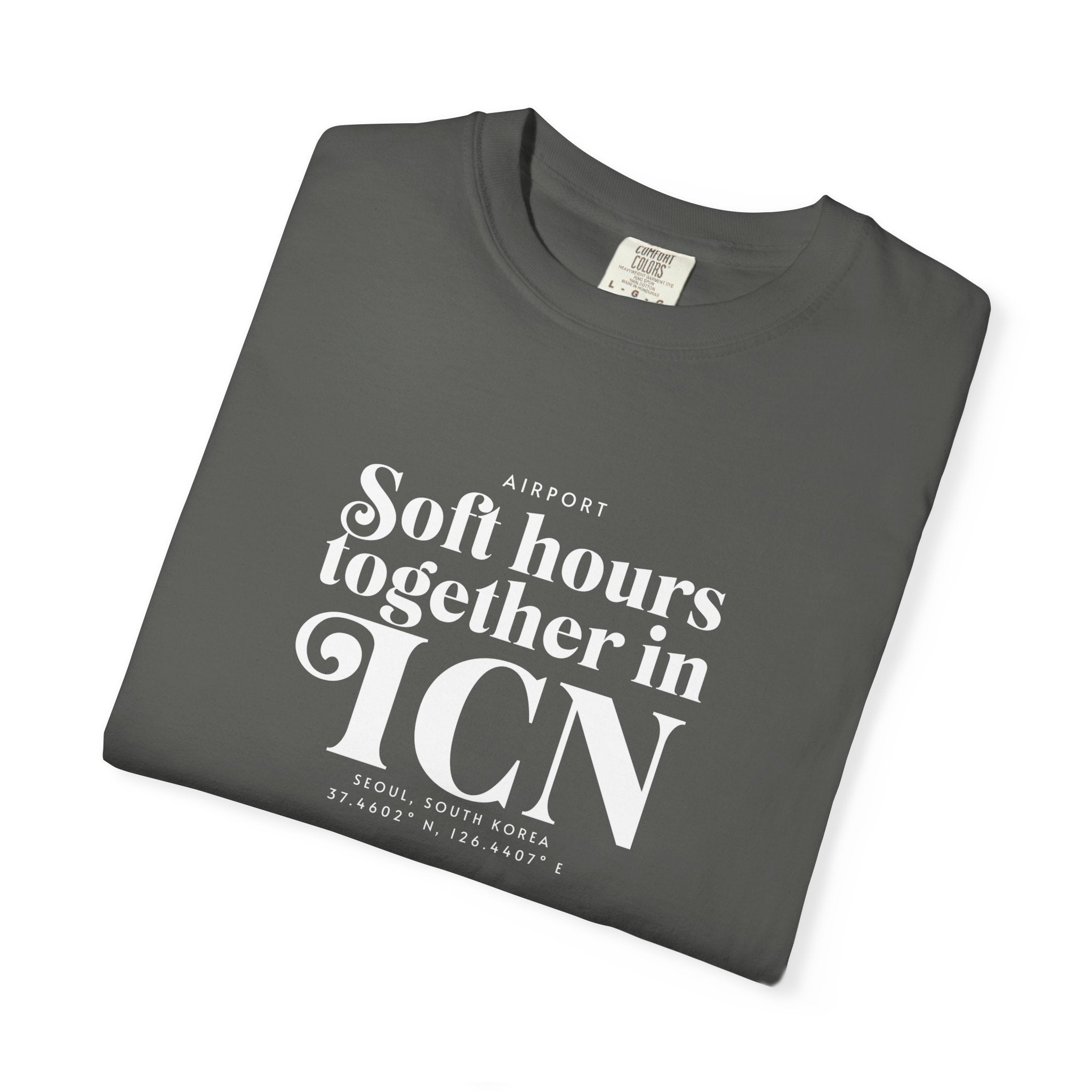 Soft hours together in ICN, Seoul airport, South Korea tee