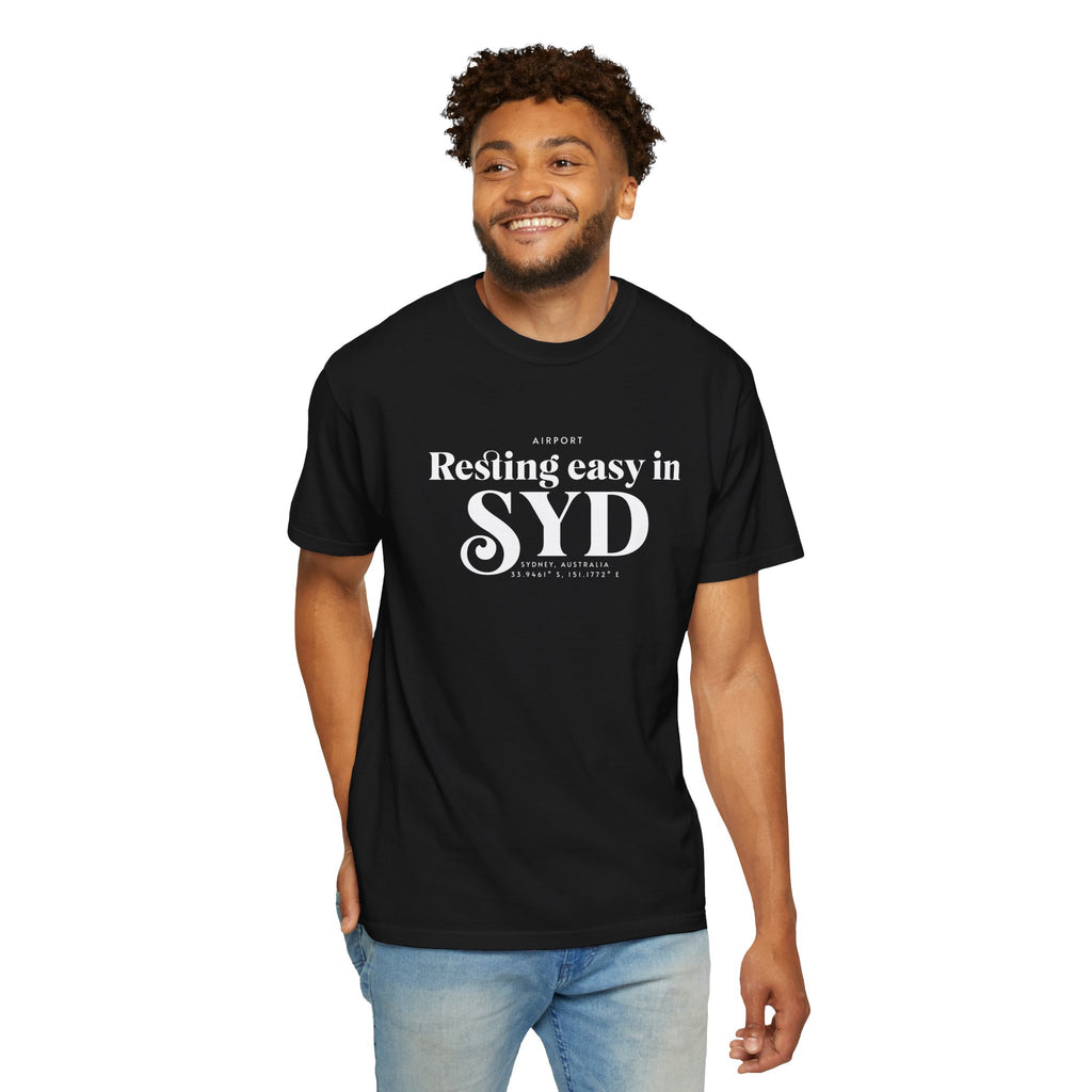 Resting easy in SYD airport, Sydney, Australia tee