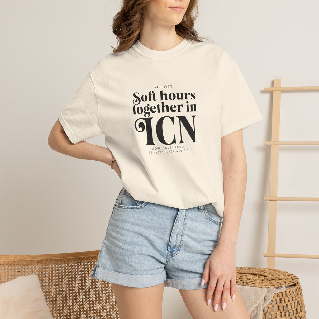 Soft hours together in ICN, Seoul airport, South Korea tee