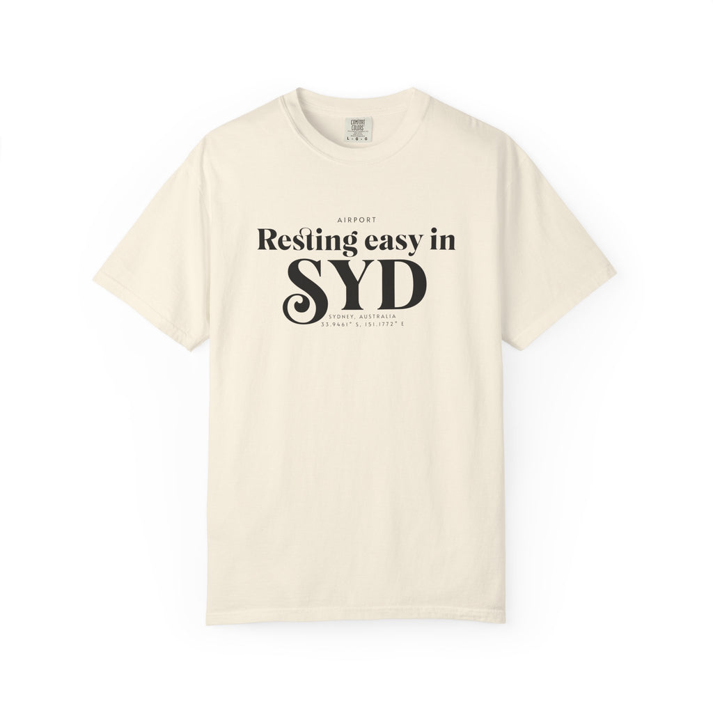Resting easy in SYD airport, Sydney, Australia tee