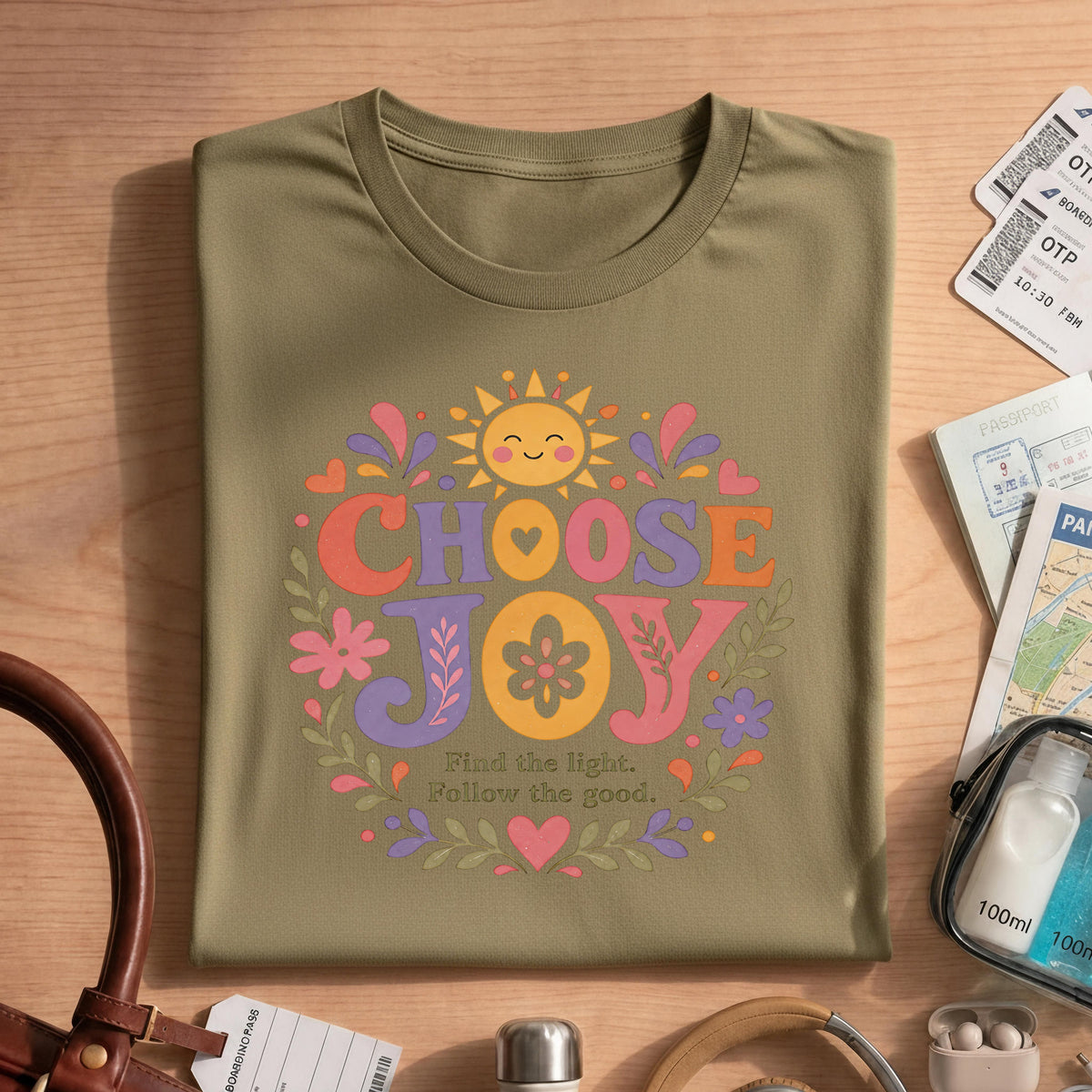 Inspirational Retro Groovy Sun Flower Choose Joy T-shirt