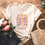 Inspirational Retro Groovy Sun Flower Choose Joy T-shirt