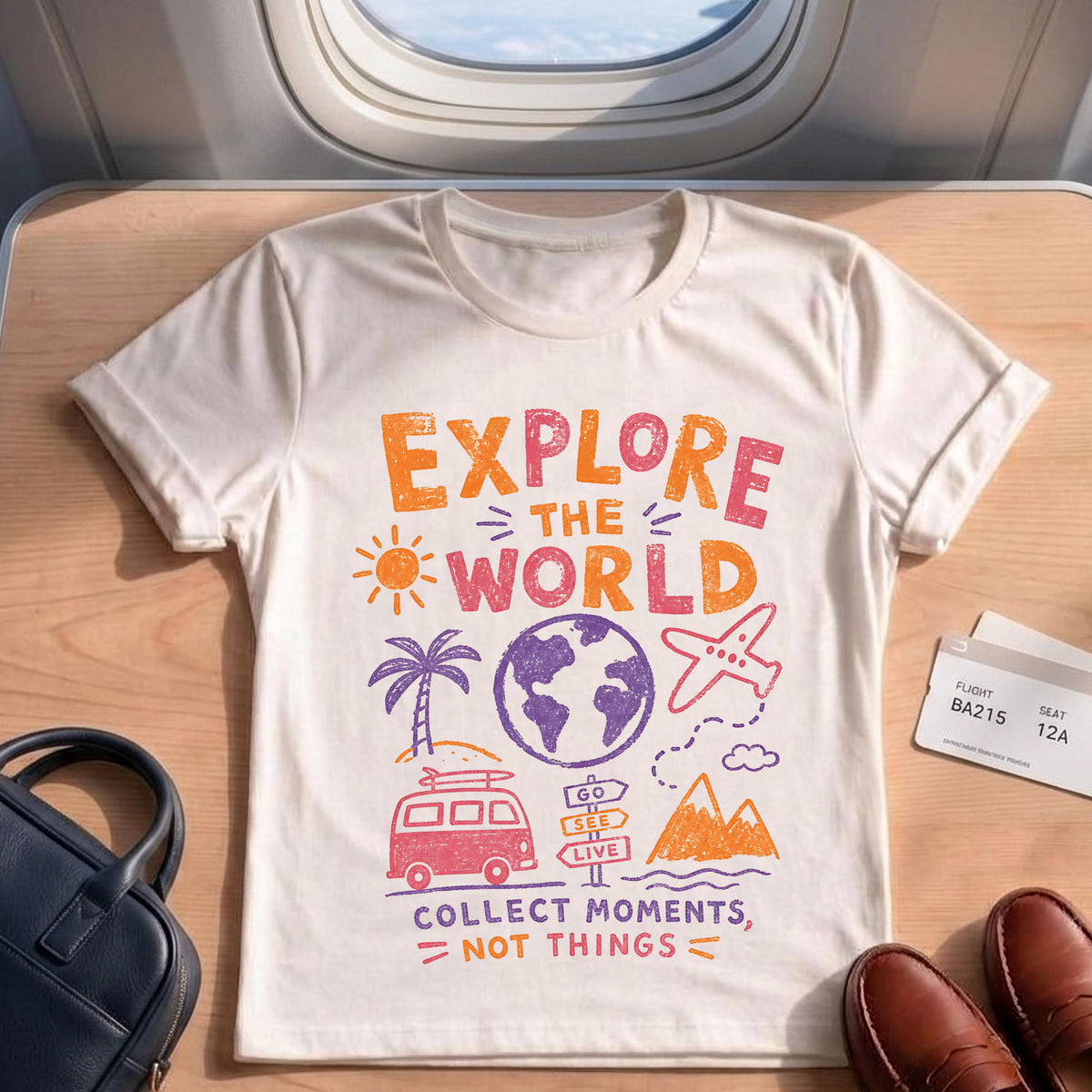 Retro Travel Van Explore The World T-shirt