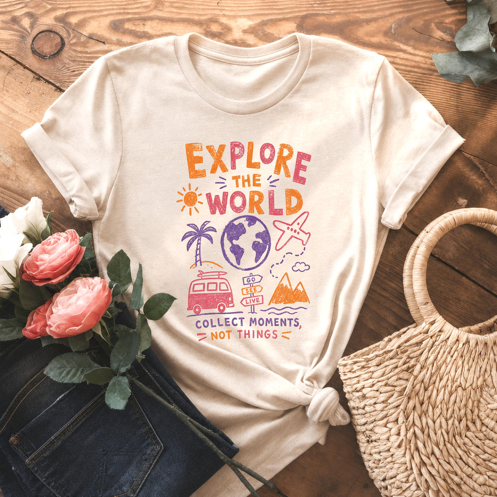 Explore The World Retro Travel Van T-shirt
