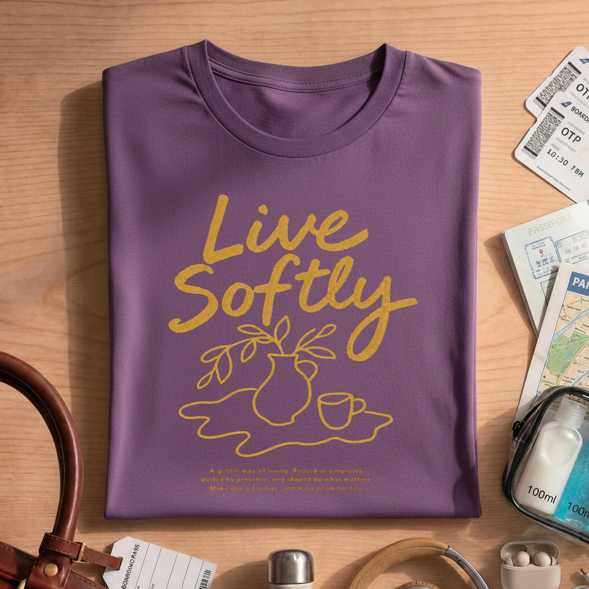Line Art Live Softly T-shirt