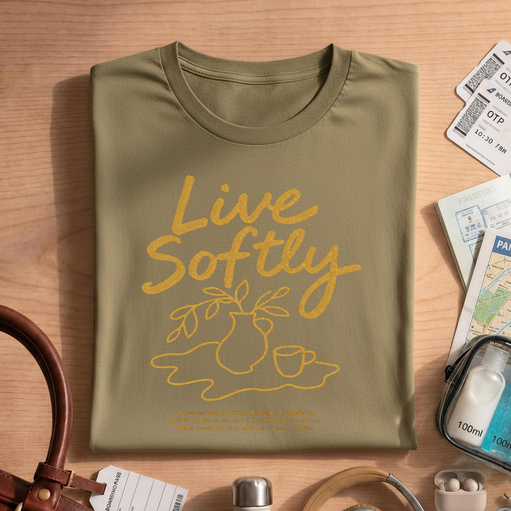 Line Art Live Softly T-shirt