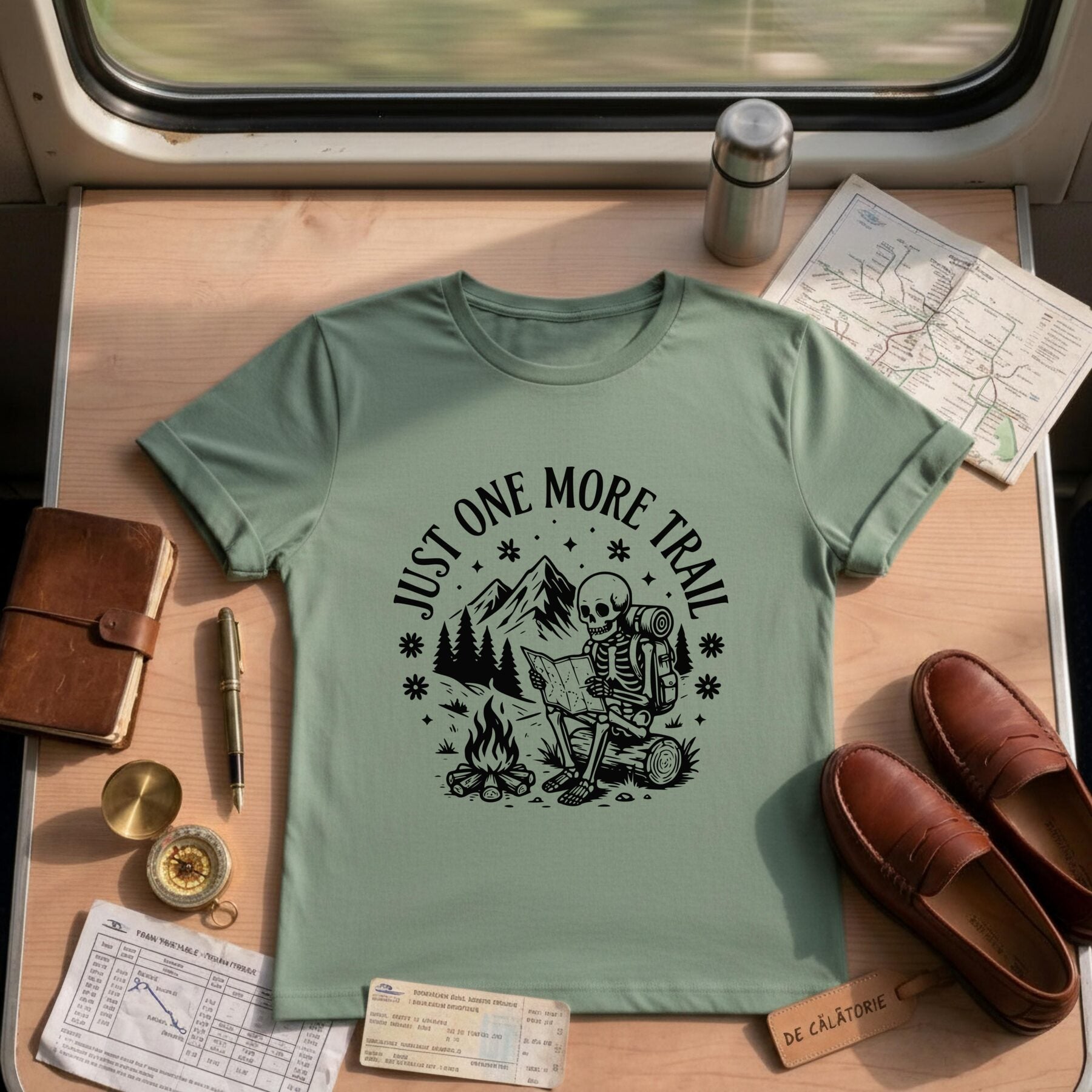 Camping Lover Funny Hiking Skeleton Shirt