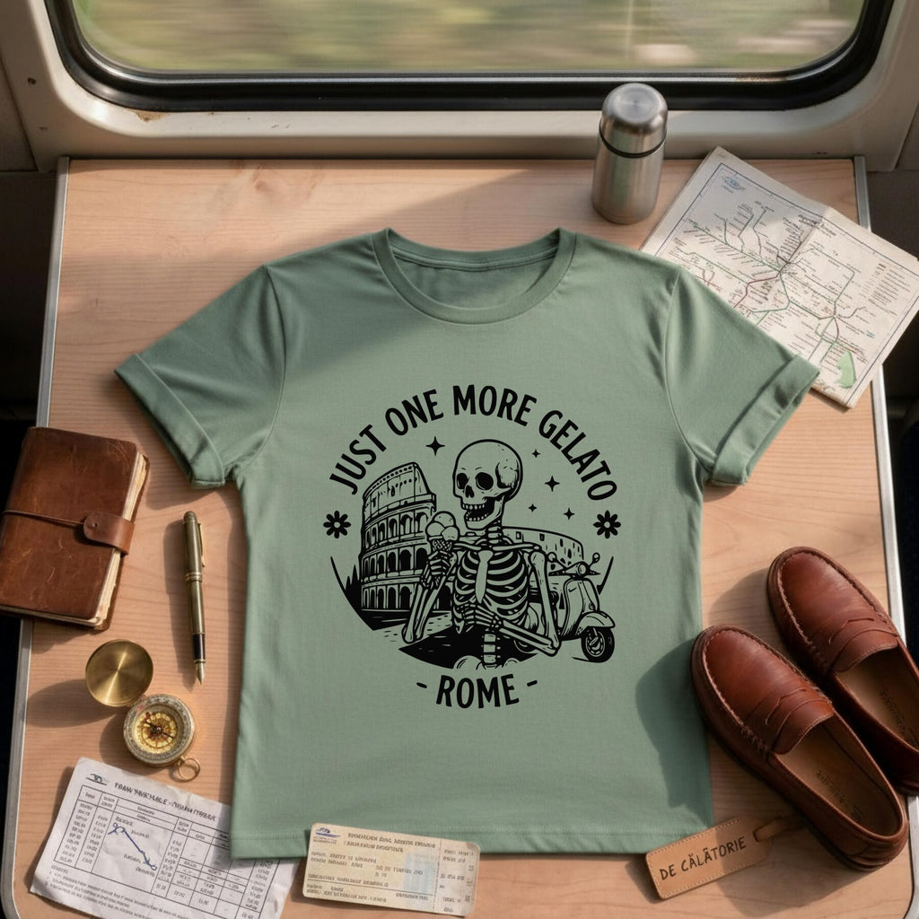 Funny Italy Travel Rome Gelato Skeleton Shirt