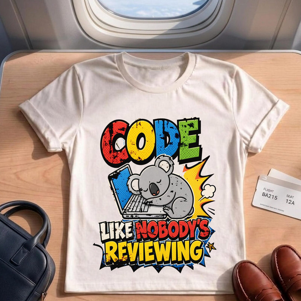 Funny Coding Koala Like Nobody's Reviewing Tee