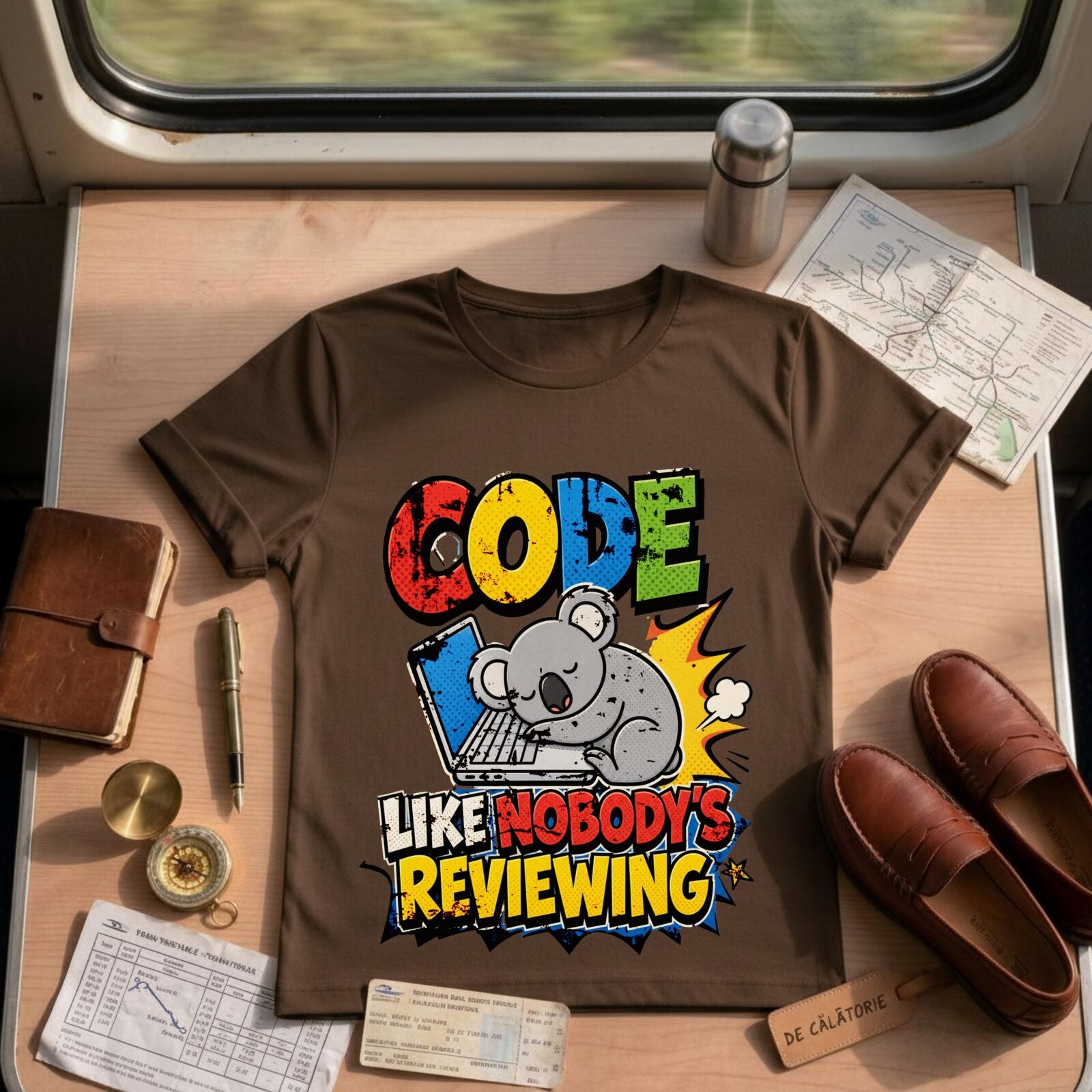 Funny Coding Koala Like Nobody's Reviewing Tee