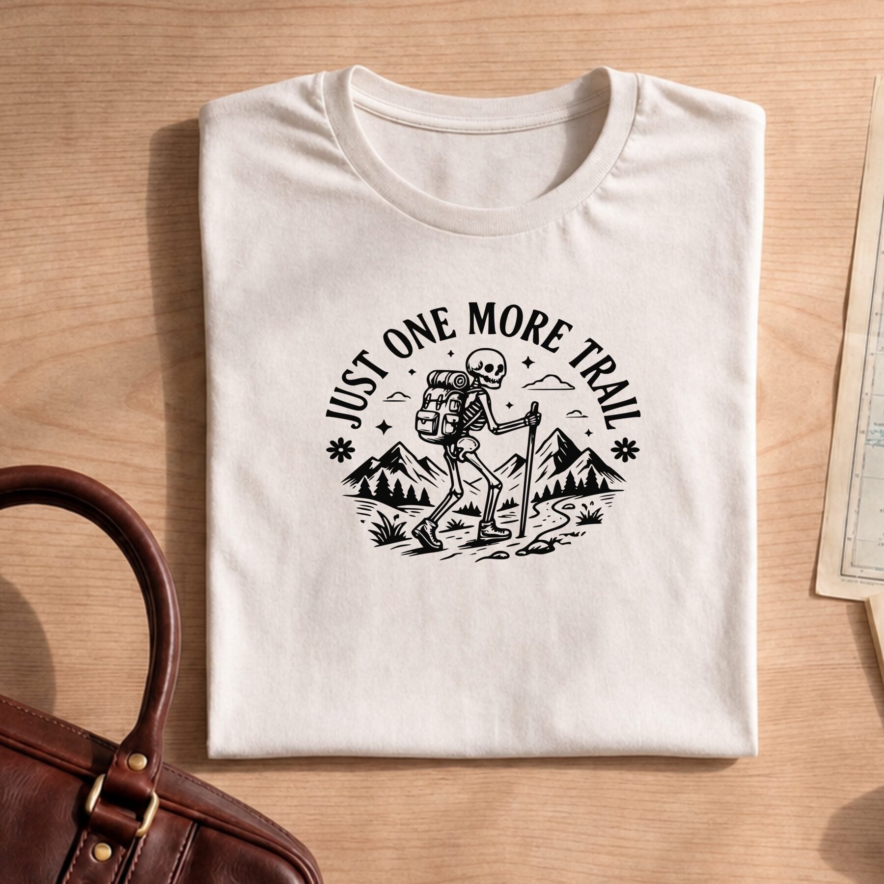 Funny Hiking Just One More Trail Skeleton T-Shirt