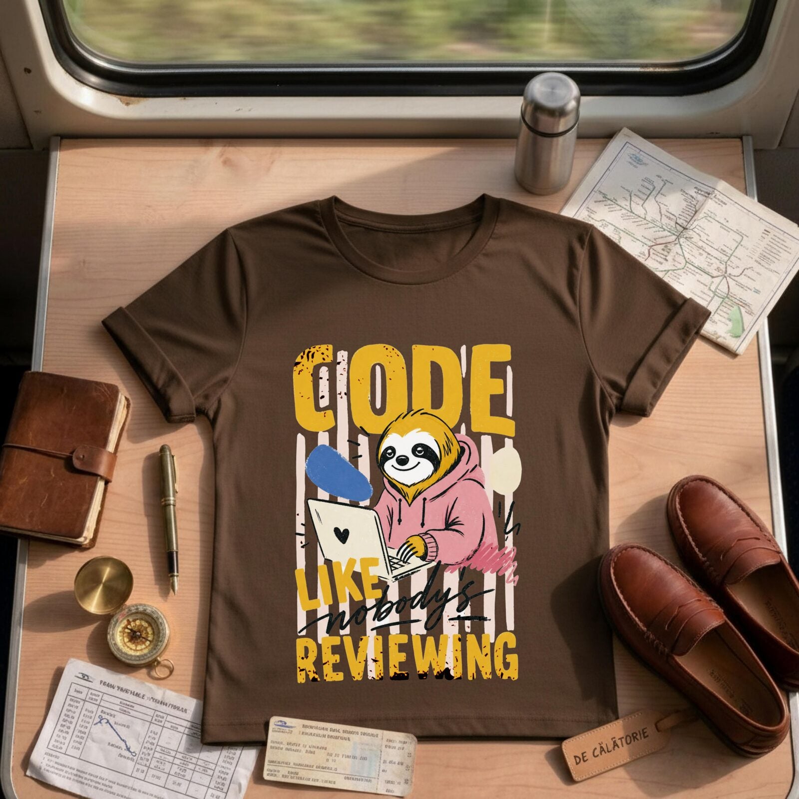 Code Like Nobody's Reviewing Sloth Shirt