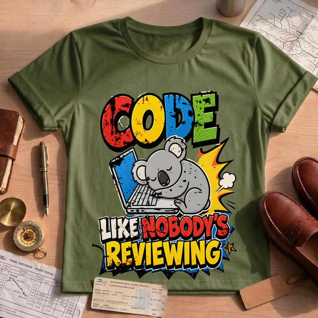 Funny Coding Koala Like Nobody's Reviewing Tee