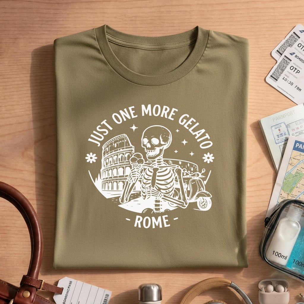 Funny Italy Travel Rome Gelato Skeleton Shirt