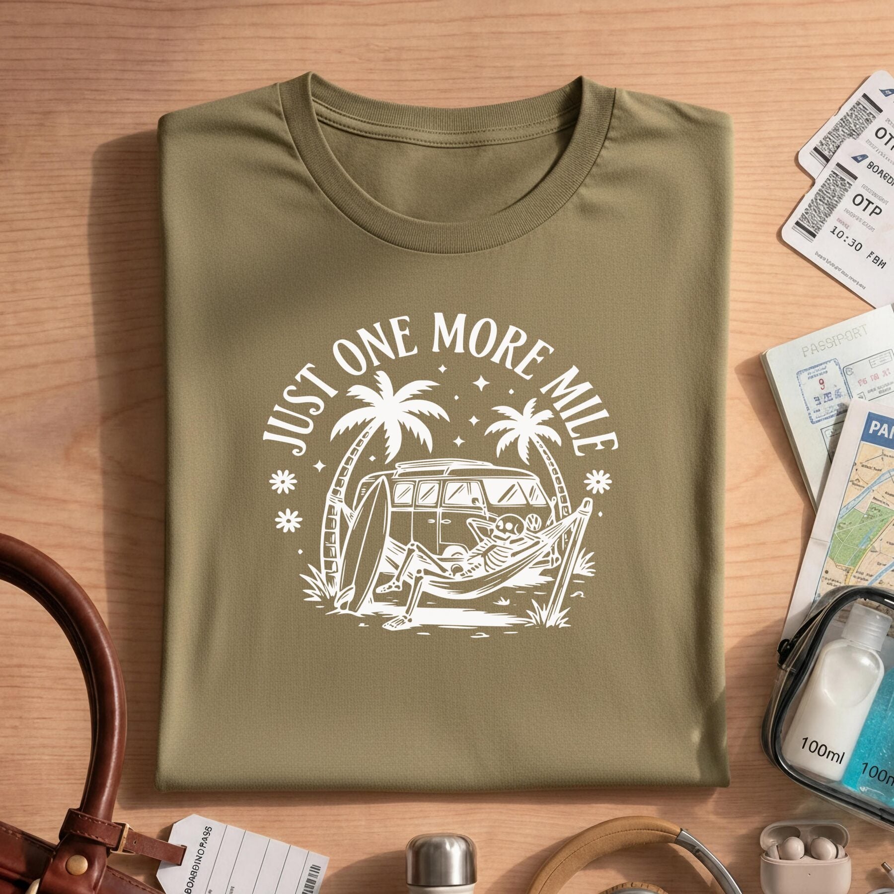 Vintage Camper Hammock Beach Surfing Tee
