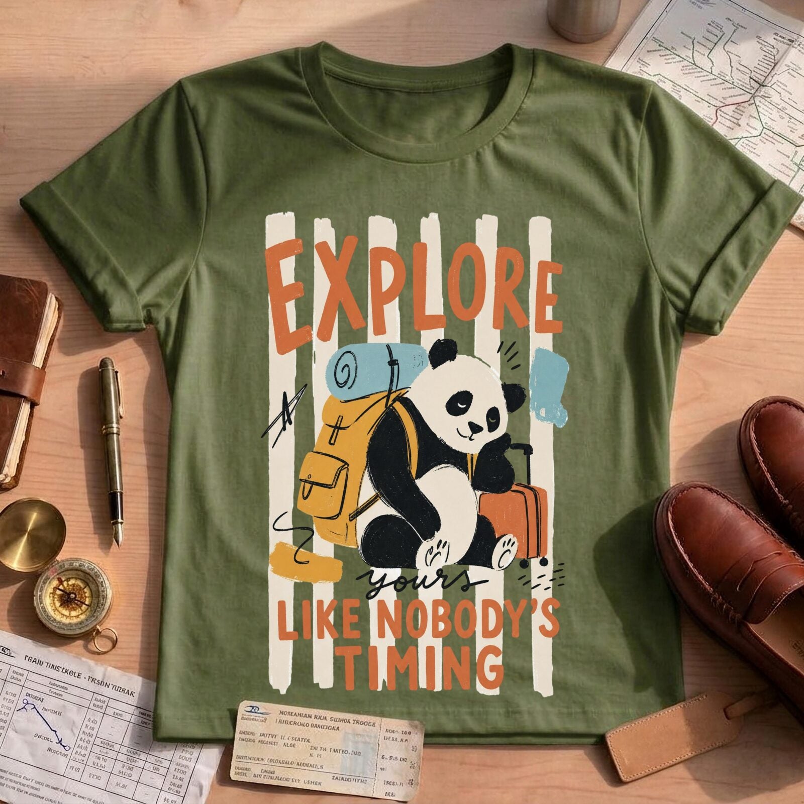 Funny Adventure Panda Explore T-Shirt