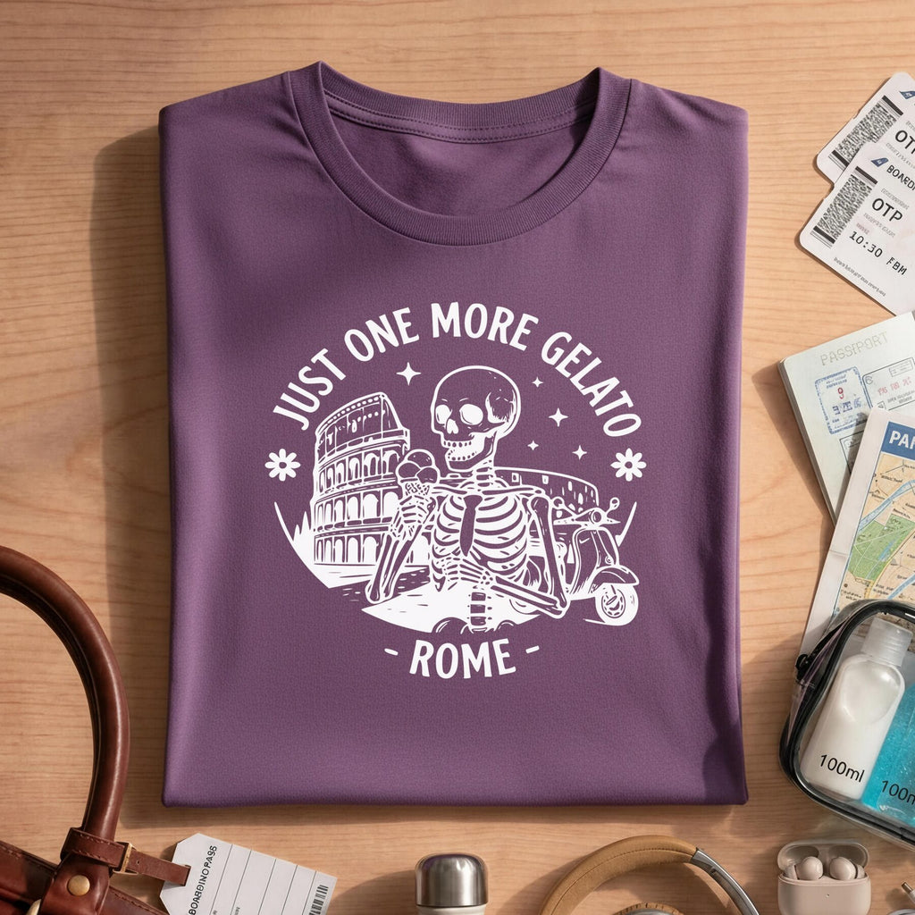 Funny Italy Travel Rome Gelato Skeleton Shirt