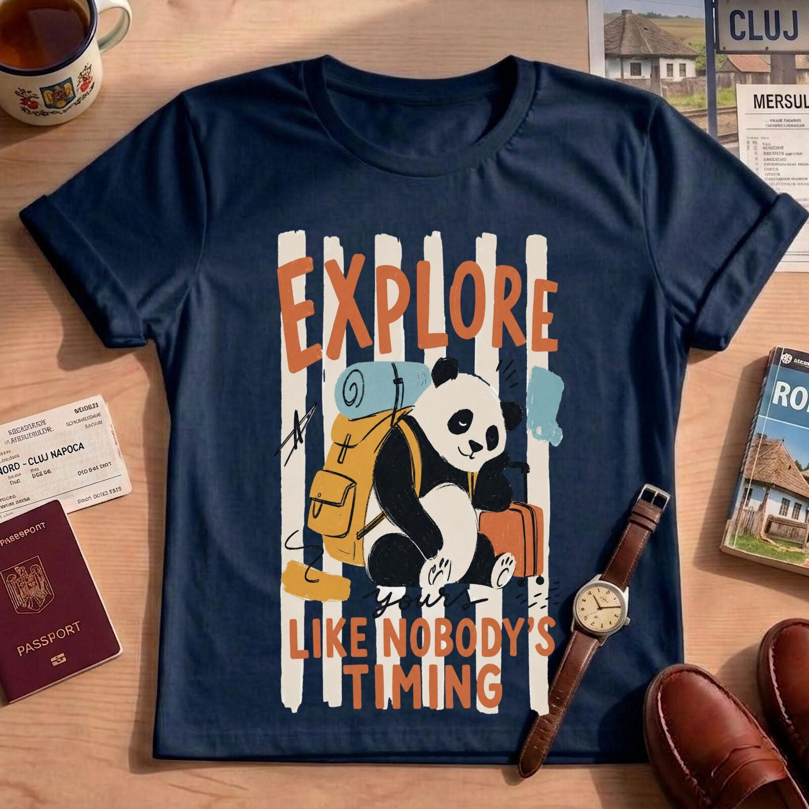 Funny Adventure Panda Explore T-Shirt